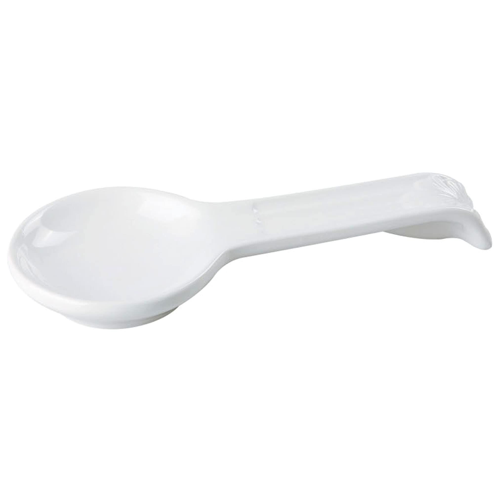 Modern Farmhouse White Ceramic Spoon Rest - Colorful Countertop Kitchen Decor & Accessories for Cooking, Baking & Serving - Perfect for Farmhouse, Rustic & Contemporary Kitchens