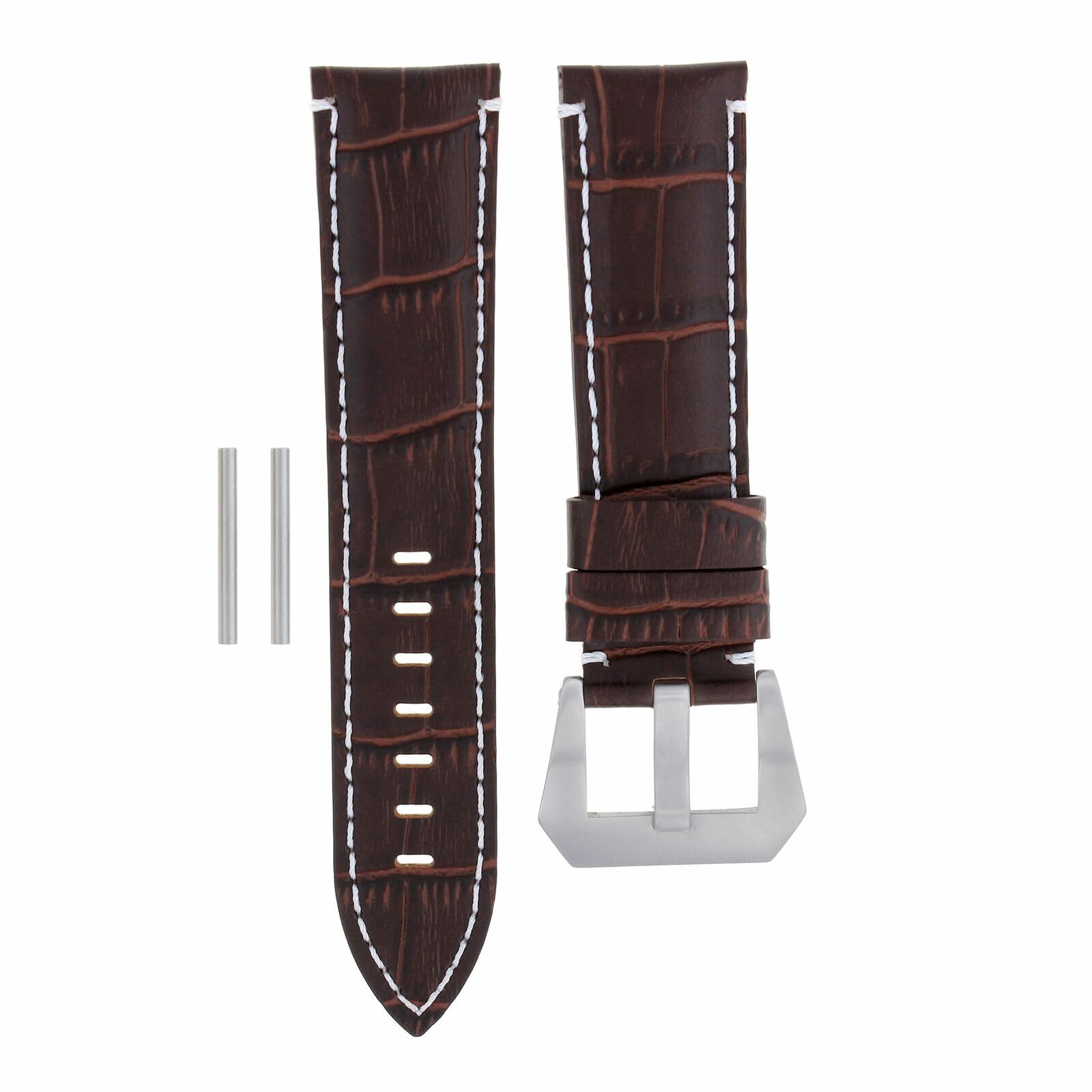 22mm Genuine Leather Watch Band Strap for Panerai Luminor Marina GMT - Premium Brown Replacement Strap | Durable & Comfortable for Daily Wear, Business & Casual Occasions