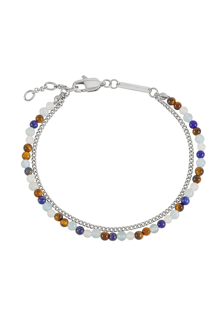 Men's Mixed Gemstone and Chain Duo Bracelet - Stylish Handmade Jewelry for Gifts, Casual & Formal Wear | Perfect for Date Nights, Weddings & Everyday Fashion
