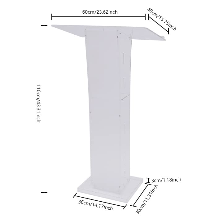 Acrylic Podium Stand with Wide Reading Surface - Clear Church Pulpit for Weddings, Ceremonies & Classrooms | Professional Lectern for Speeches, Presentations & Events