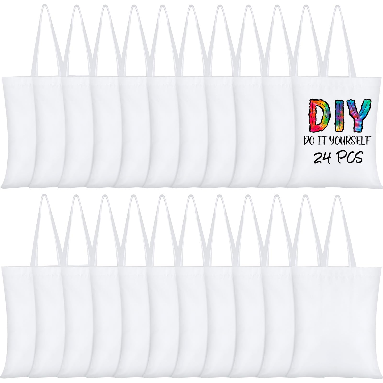 24 Pack White Polyester Sublimation Tote Bags 15.8x12 Inch - DIY Customizable Blank Totes for Valentine's Day Gifts, Party Favors, Tie Dye Crafts & Events | Perfect for Personalized Gifts, Shopping & Promotional Use