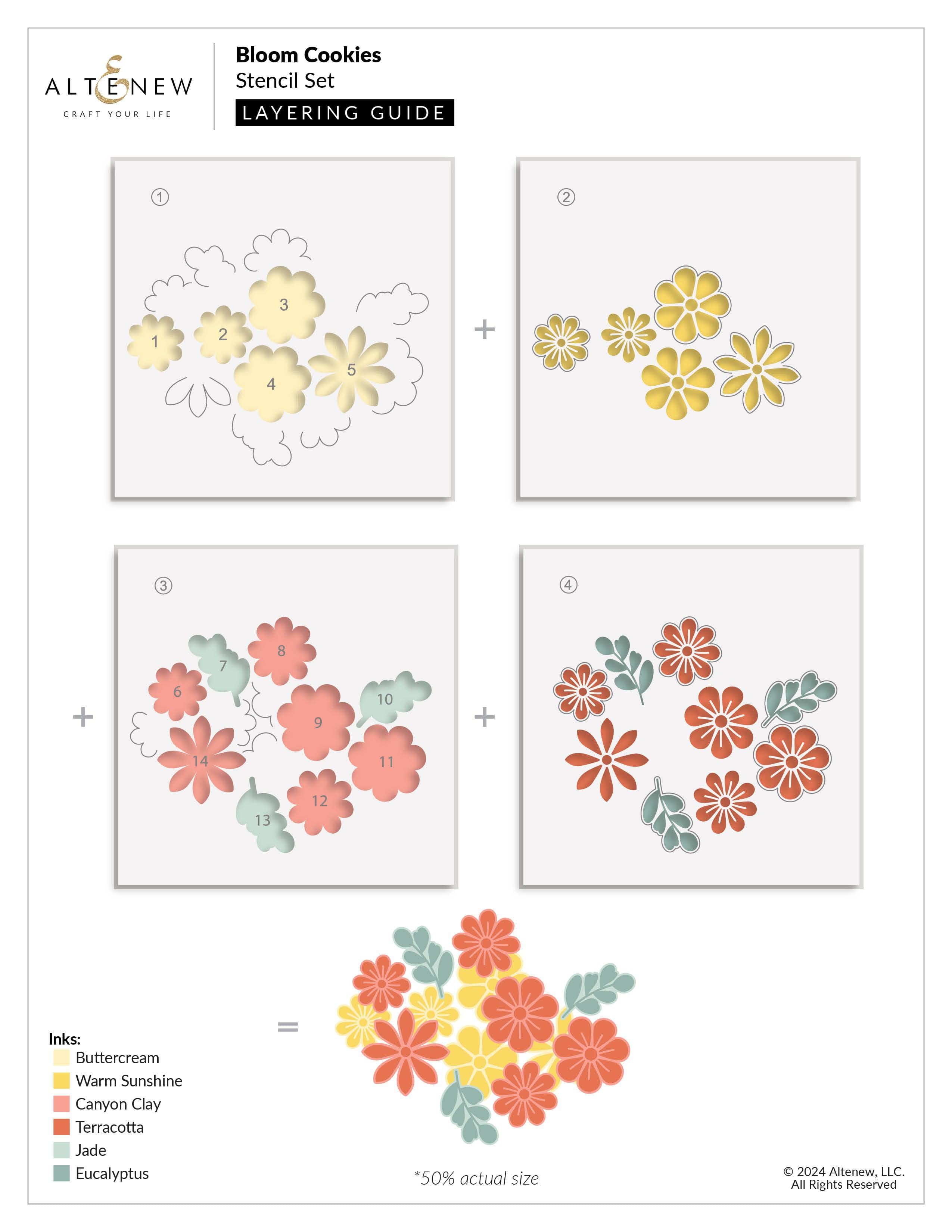 Bloom Cookies Layering Stencil Set (4 in 1) - Floral Cake Decorating Templates for Baking, DIY Crafts, and Cookie Design - Perfect for Birthday Parties, Wedding Cakes, and Holiday Treats