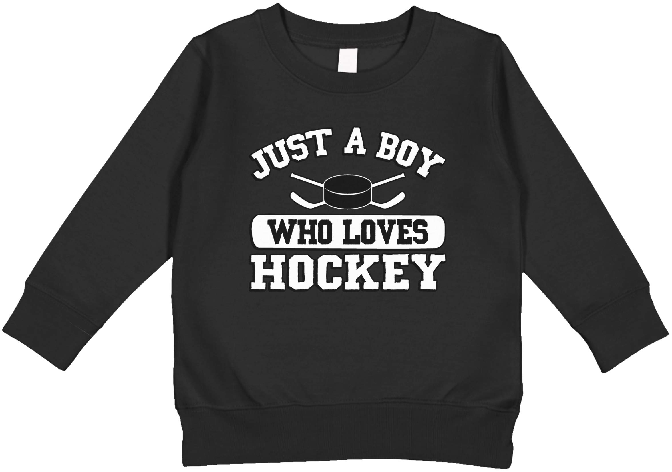 Amdesco Just a Boy Who Loves Hockey Toddler Sweatshirt - Cute Hockey Fan Outfit for Toddler Boys - Perfect for Game Day, Birthday Gifts & Playdates