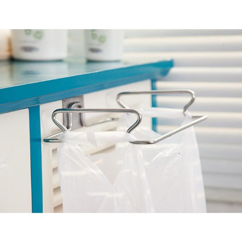 Over Cabinet Door Hanger - Heavy Duty Towel & Garbage Bag Holder Hook Rack for Kitchen, Bathroom Storage - Perfect for Organizing Sponges, Gloves & Cleaning Supplies