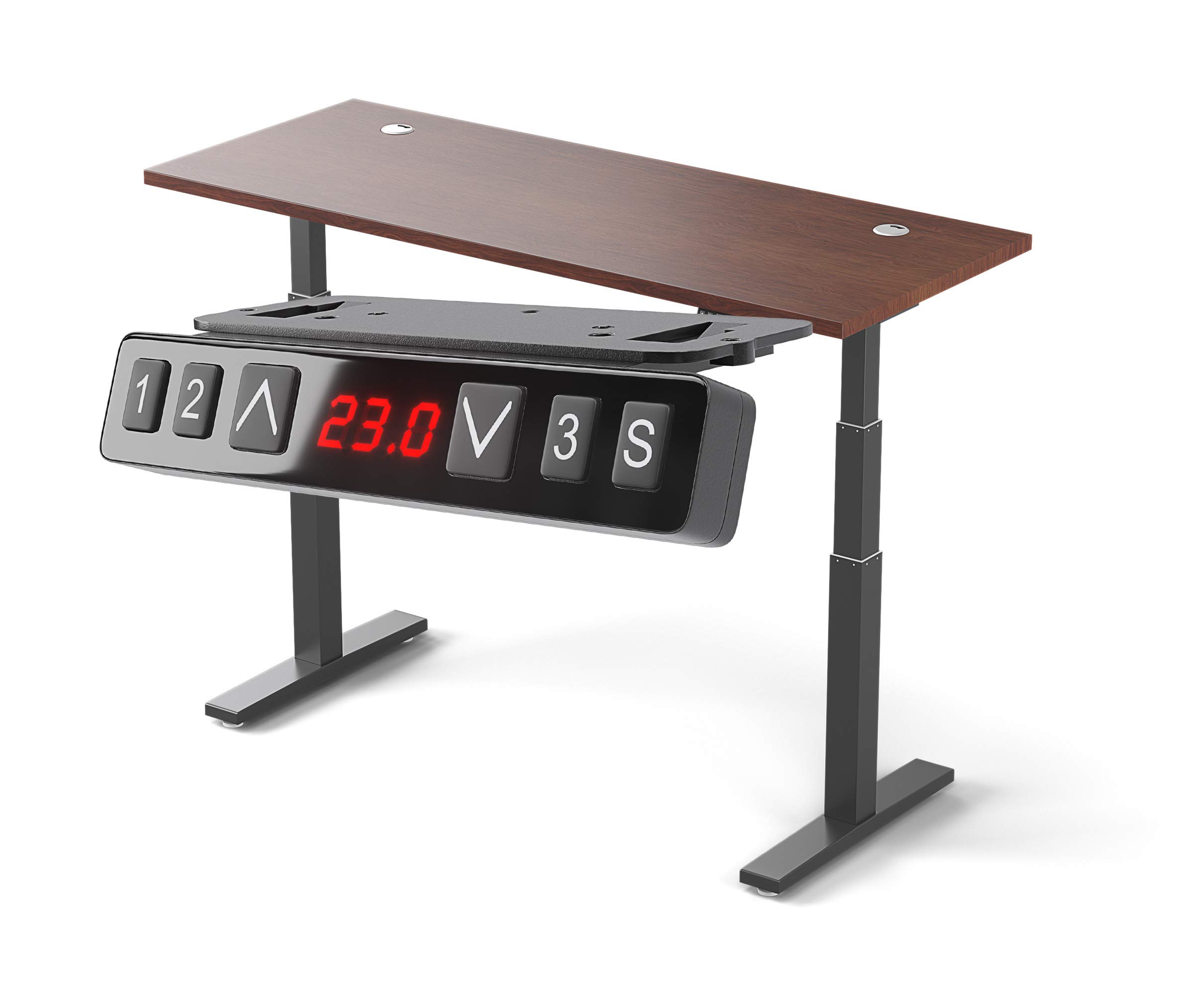 60-Inch Electric Height Adjustable Standing Desk with Dual Motors - Black Frame & Walnut Top for Home Office, Gaming, and Workspace Ergonomics