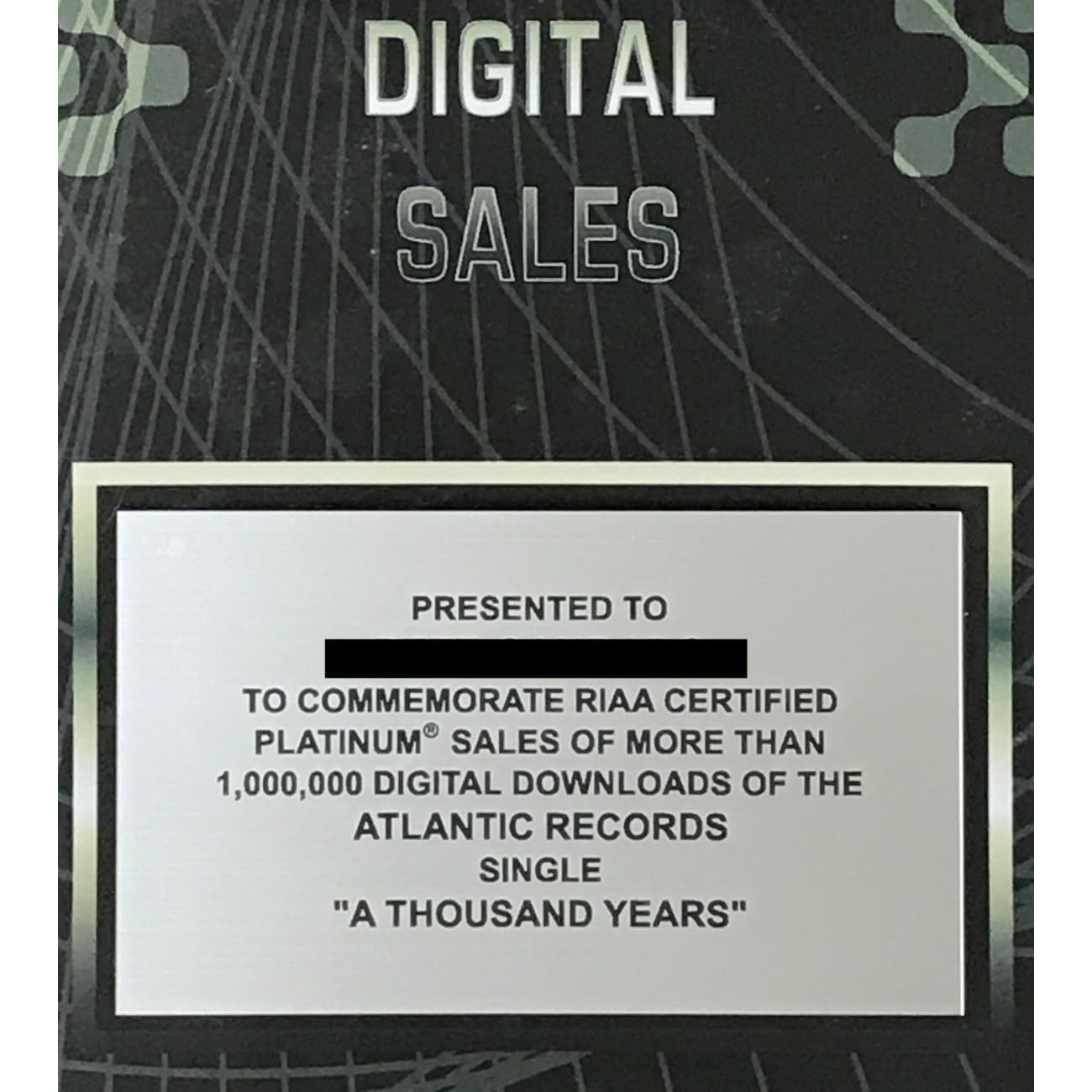 Christina Perri - A Thousand Years (from Twilight) Digital Single Award | RIAA Certified | Perfect for Weddings, Anniversaries & Romantic Moments