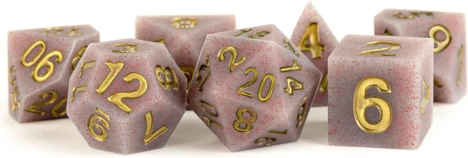 FanRoll 16mm Sharp Edge Silicone Rubber Polyhedral DND Dice Set - Volcanic Soot Color RPG Dice for Dungeons & Dragons, Pathfinder, MTG and Tabletop Gaming