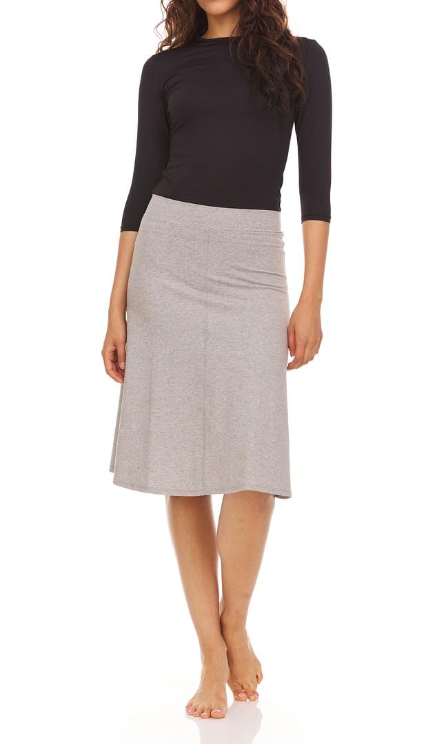 Women's Soft Cotton A-Line Knee-Length Skirt with Middle Seam & Elastic Waist - Comfortable Office Wear, Casual Outfit for Work, Business, and Daily Use