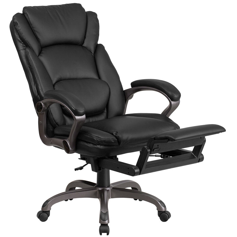 Premium FLASH Martin High Back Executive Office Chair - Black LeatherSoft Ergonomic Swivel Recliner with Lumbar Support & Adjustable Arms - Perfect for Home Office, Gaming & Workspaces