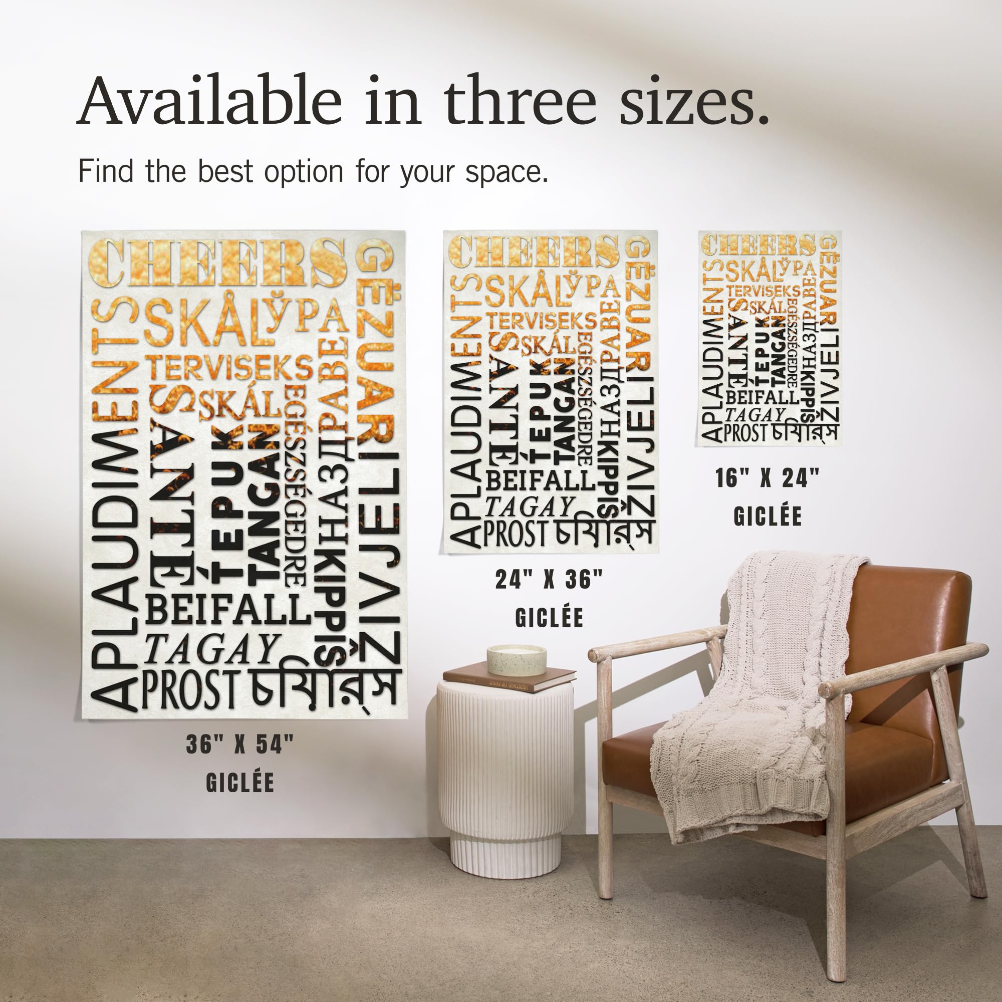 Lantern Press 16x24 Inch Giclee Art Print - Beer Typography Poster with 'Cheers' in Multiple Languages | Perfect for Home Bar Decor, Man Cave Wall Art & Beer Lover Gifts