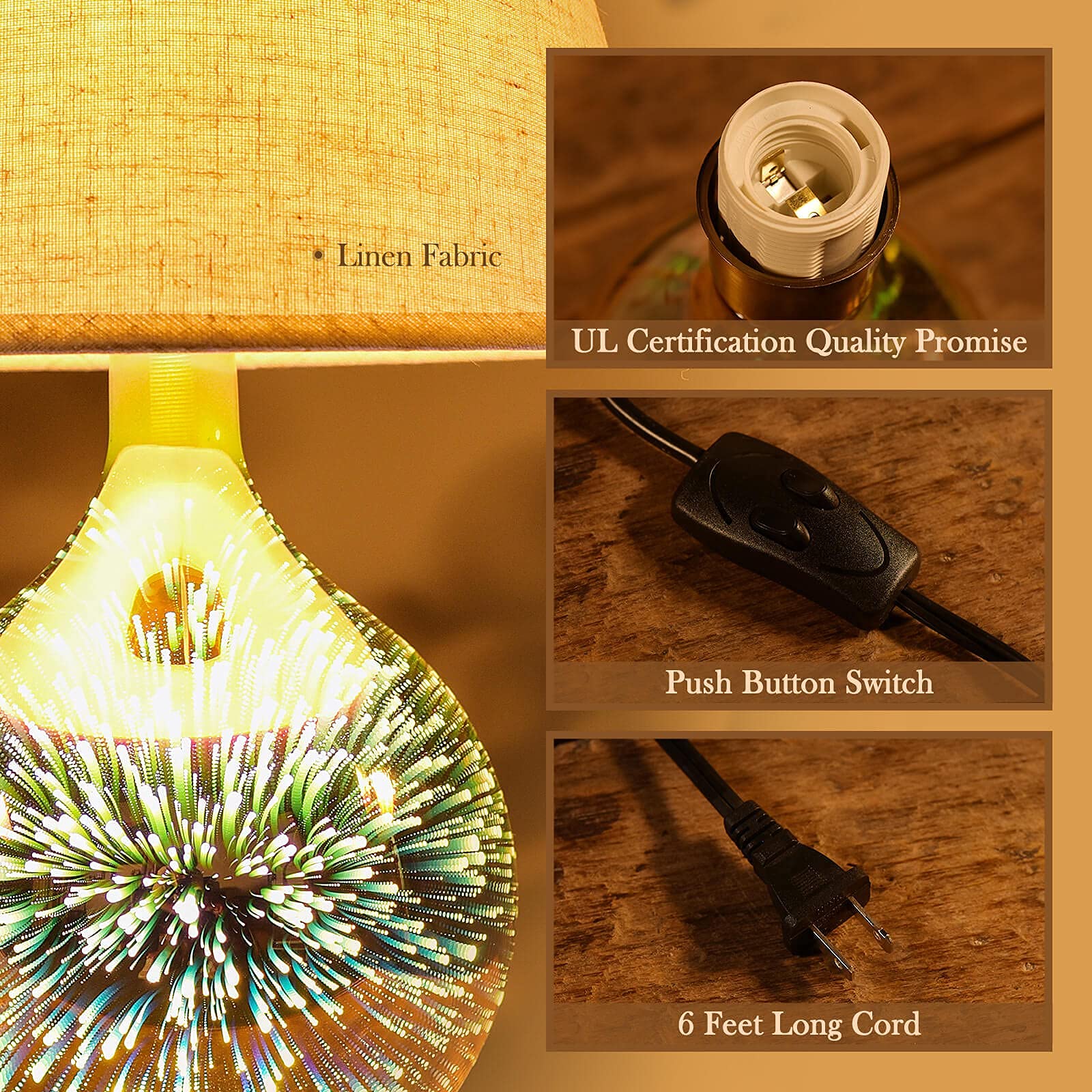 Porseme 100ml Rose Gold 3D Firework Glass Ultrasonic Humidifier & Essential Oil Diffuser with LED Table Lamp - Perfect for Aromatherapy, Home Decor, and Bedroom Relaxation
