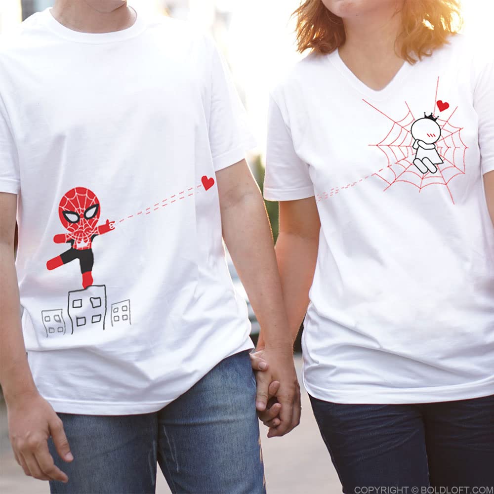 BoldLoft Matching Couple T-Shirts for Him and Her - His & Hers Love Shirts (Women's Size L/Men's L, White) - Perfect for Anniversaries, Date Nights & Romantic Getaways