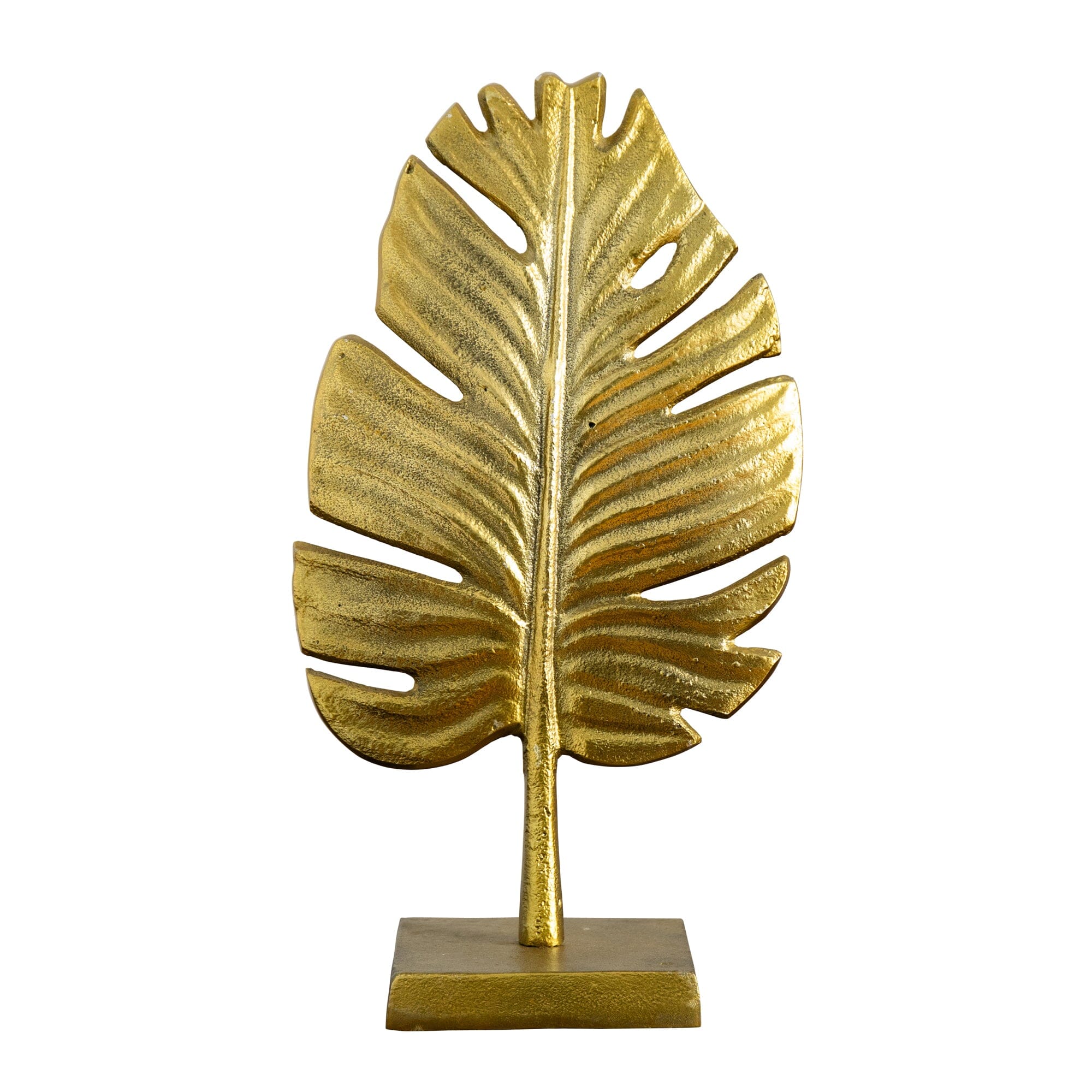 15.5 Inch Golden Leaf Decorative Accent Wall Art - Handcrafted Metal Home Decor for Living Room, Bedroom, Office - Elegant Botanical Decor for Modern Interior Design