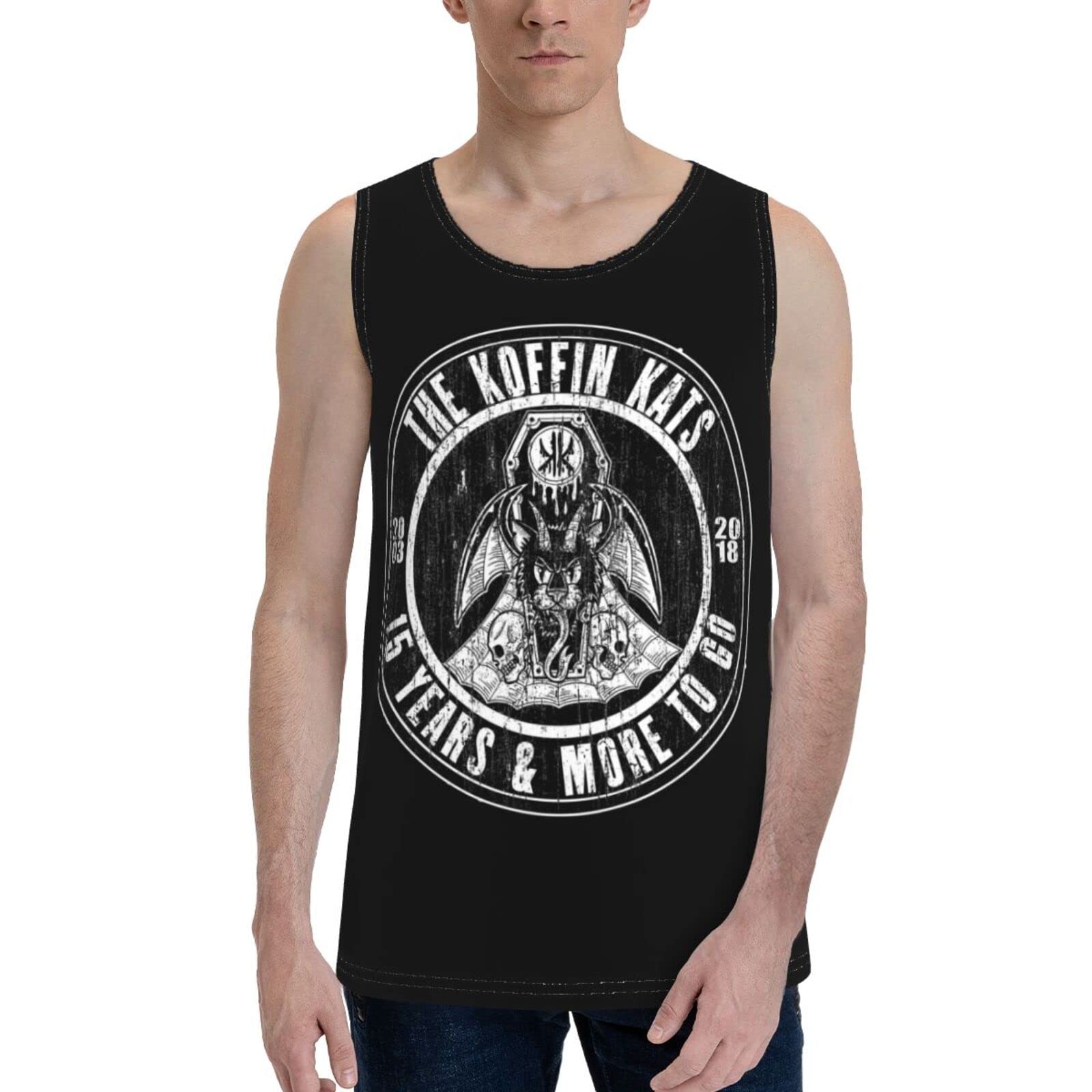 KenALee Koffin Kats Men's Soft Sleeveless Tank Top - Breathable Gym Workout Athletic Vest for Running & Fitness Training