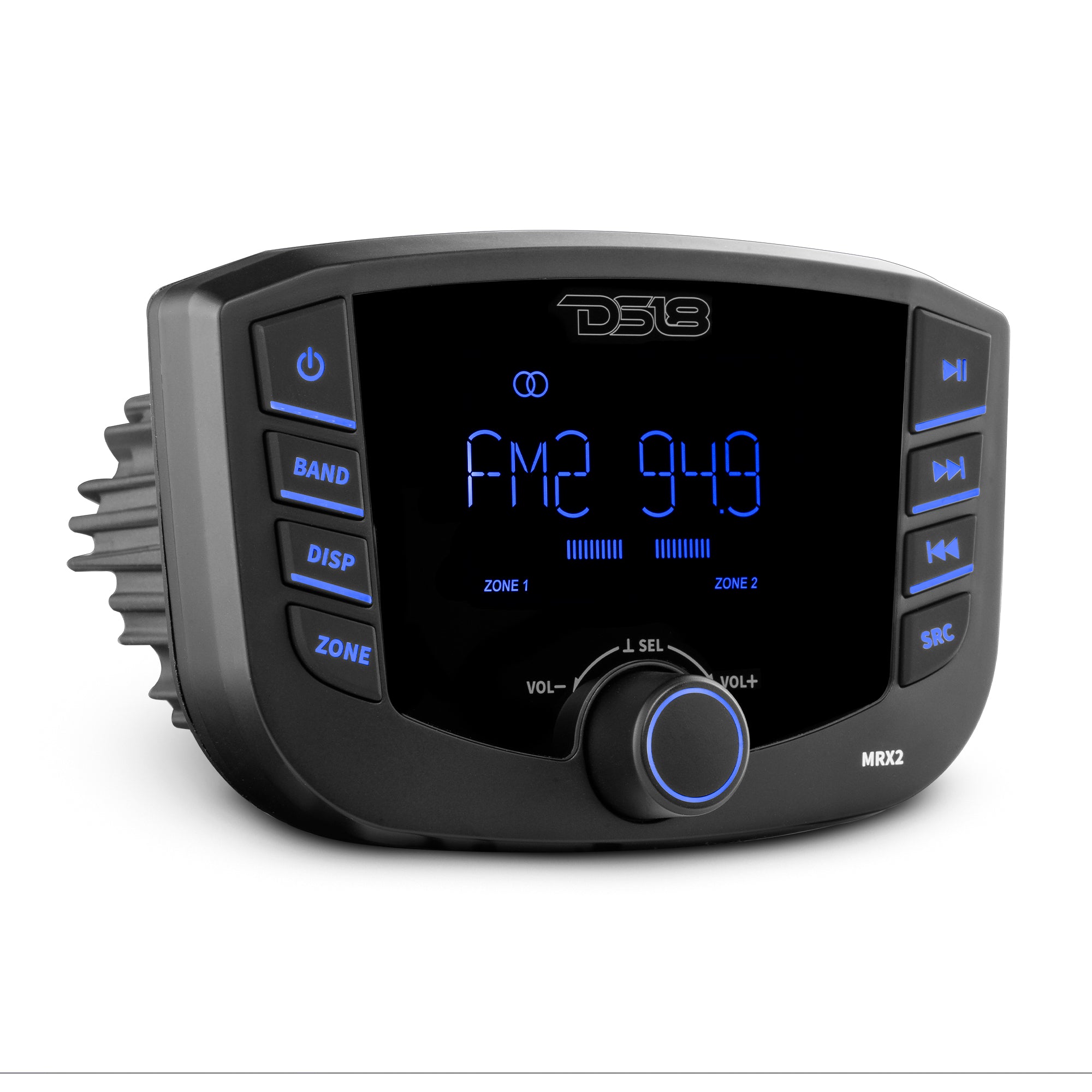 Marine and Powersports Head Unit with 3 LCD Screens, 2 Zones, 4V Output, Bluetooth, RDS, 4x50W - Perfect for Boats, ATVs, and Off-Road Vehicles