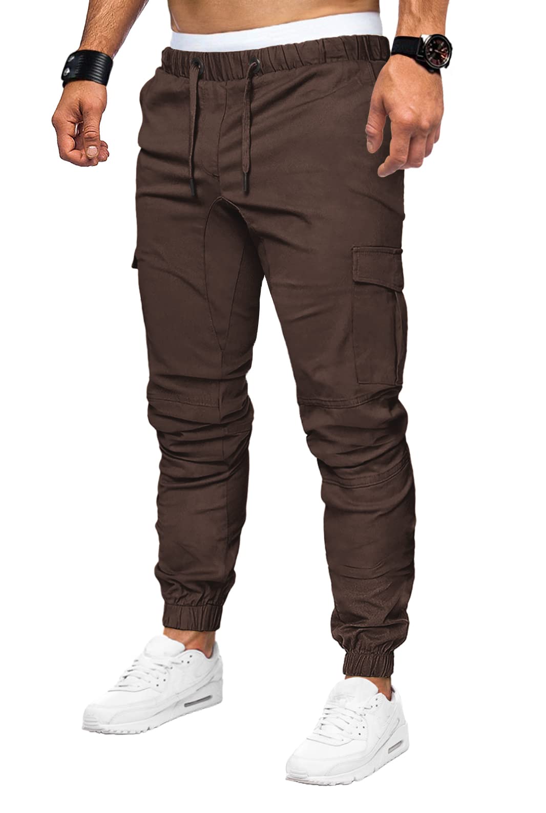 Wimerace Men's Jogger Cargo Pants - Stylish Casual Sweatpants with 6 Pockets & Drawstring Waist - Perfect for Workout, Running, Travel & Everyday Wear