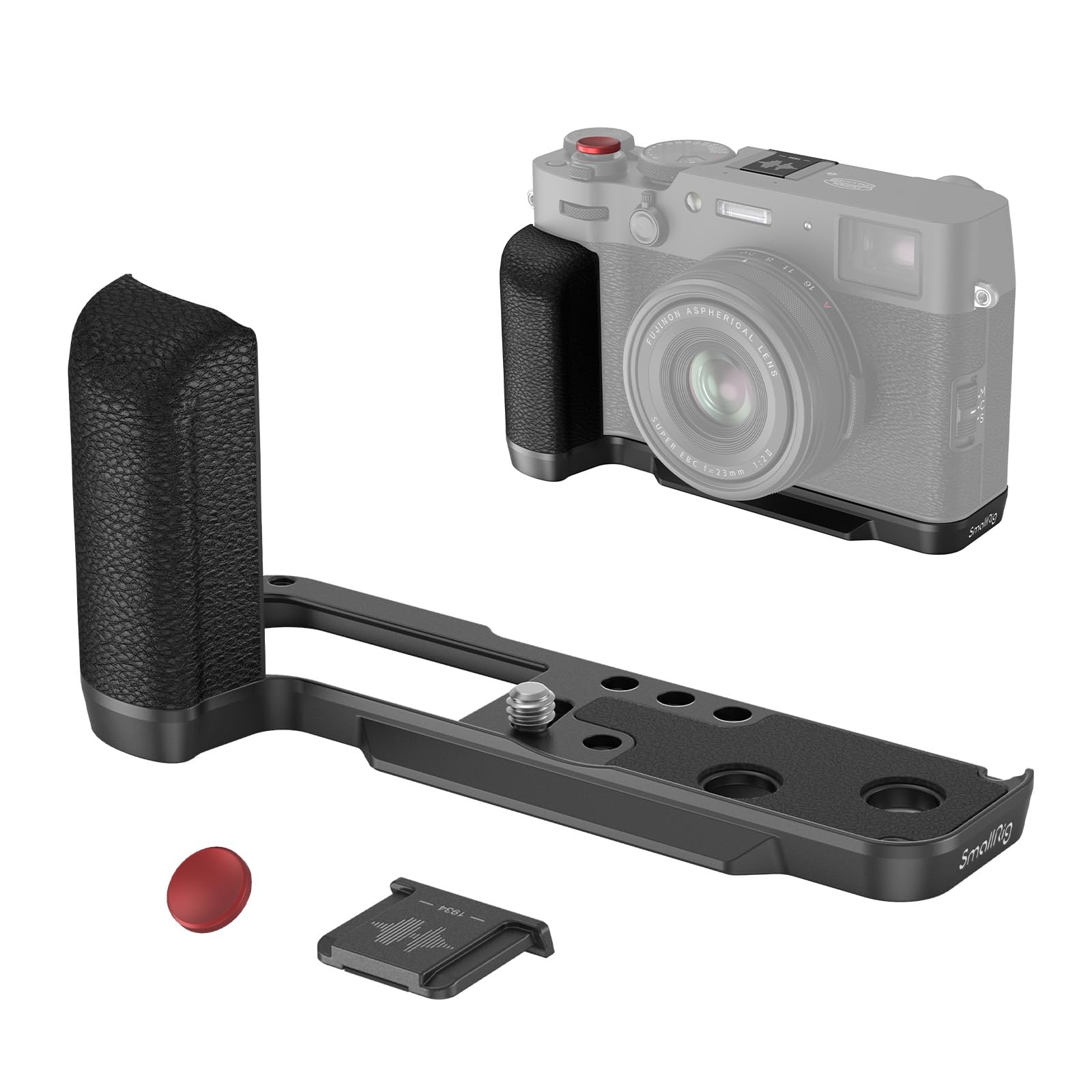 SmallRig X100VI / X100V L-Shape Handgrip with Quick Release Arca Plate - Lightweight Silicone Side Handle, Shutter Button & Hot Shoe Cover for FUJIFILM X100VI / X100V Cameras (Black) - Perfect for Travel, Street & Portrait Photography - Model 4556