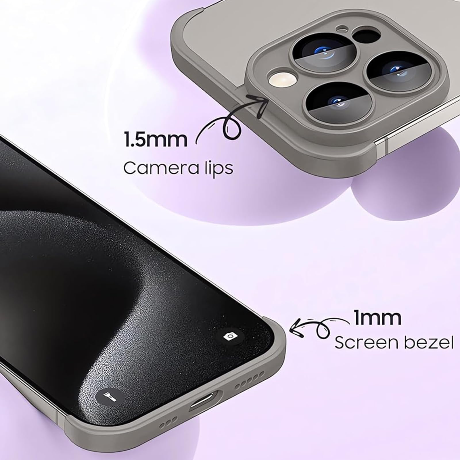 Slim Frameless Bumper Case for iPhone 16 Pro Max with Camera Lens Protector | MagSafe Compatible TPU Case | Titanium Gray | Minimalist Design | Perfect for Daily Use, Work & Travel Protection
