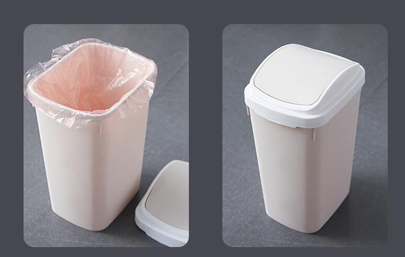 13L/3.4 Gallon Swing Lid Trash Can - Pink Small Plastic Waste Bin for Bedroom, Kitchen, Office & Under Desk | Space-Saving Garbage Can for Home & Workspaces
