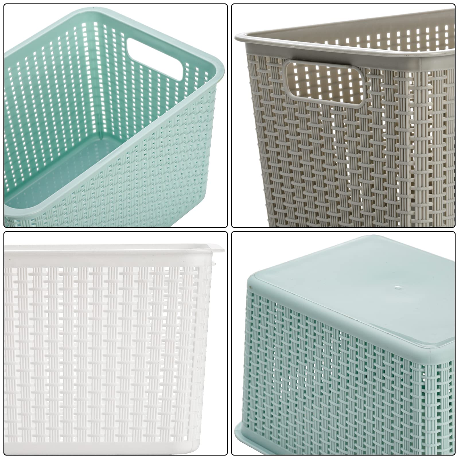 WUWEOT 9 Pack Plastic Storage Baskets with Handles - 10