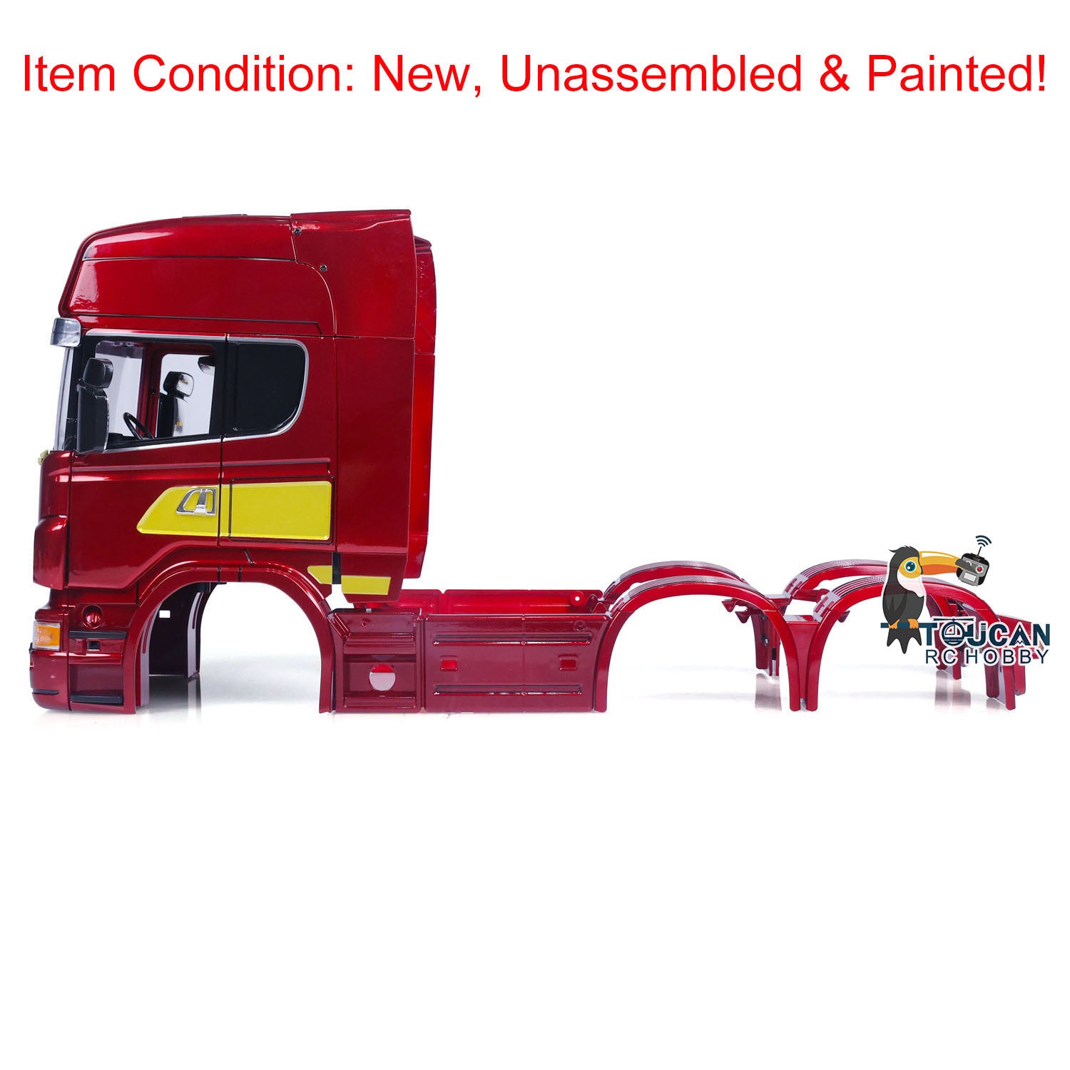 High Roof Cabin RC Car Body Shell for 1/14 Scale 6x6 & 6x4 Remote Control Tractor Trucks - DIY Construction Vehicle Model - Perfect for Hobbyists, RC Enthusiasts & Construction Vehicle Collectors