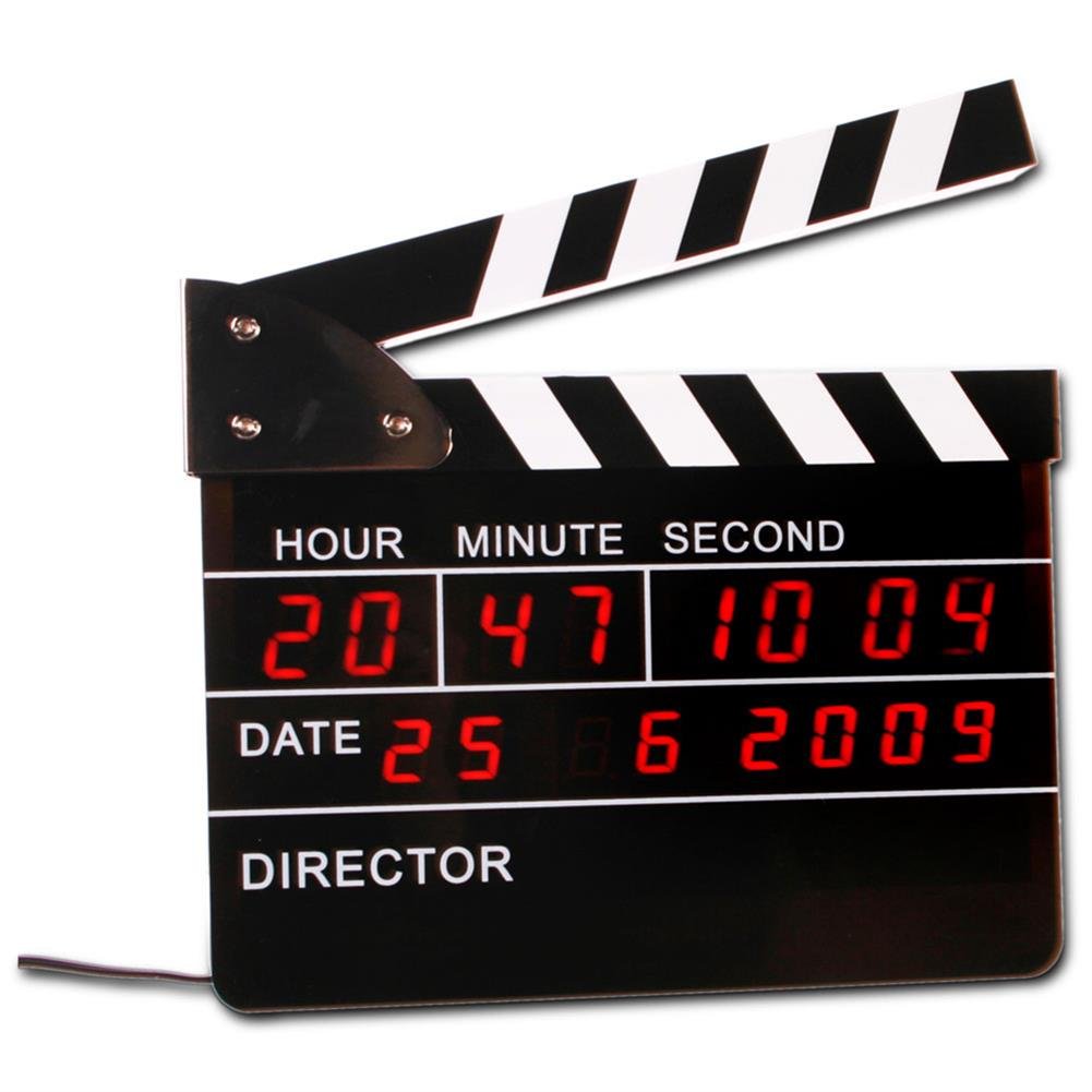 Vintage Movie Clapboard Alarm Clock - Classic Film Slate Design with LED Display for Bedroom, Office & Movie Themed Decor