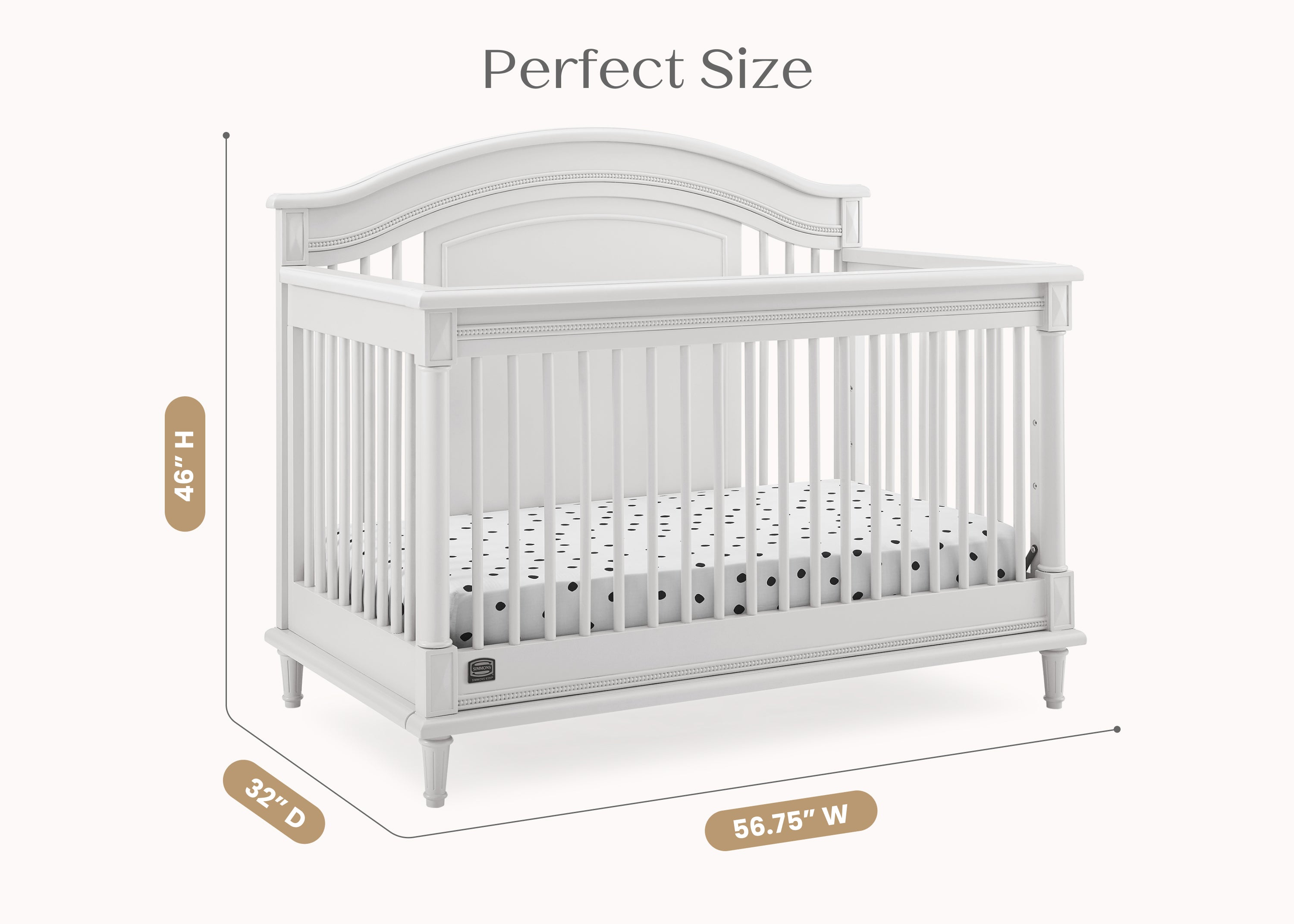 Juliette 6-in-1 Convertible Crib - Baby Crib to Toddler Bed, Daybed & Full Size Bed - Safe Nursery Furniture for Boys & Girls - Perfect for Newborns, Infants & Growing Kids