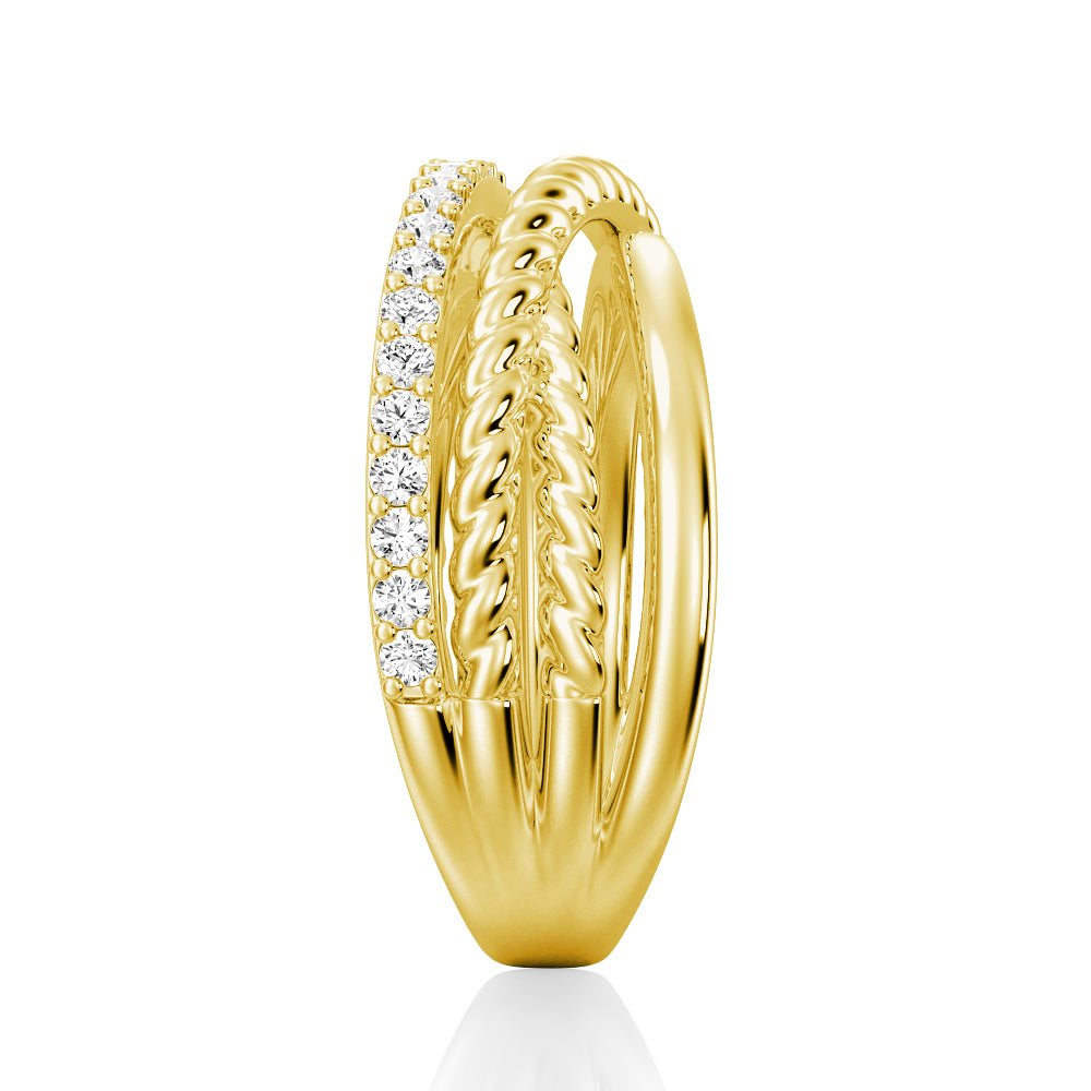 Interwoven Diamond Ring with Twisted Rope Bands - Elegant Wedding Band, Anniversary Gift for Her, Perfect for Bridal Jewelry & Special Occasions