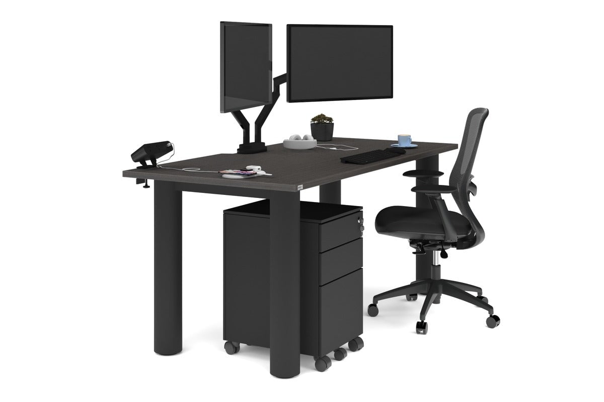 Quadro Cylinder Leg Office Desk - 1800L x 800W Modern Executive Desk with Cable Management | Home Office, Study Room & Workspace Furniture