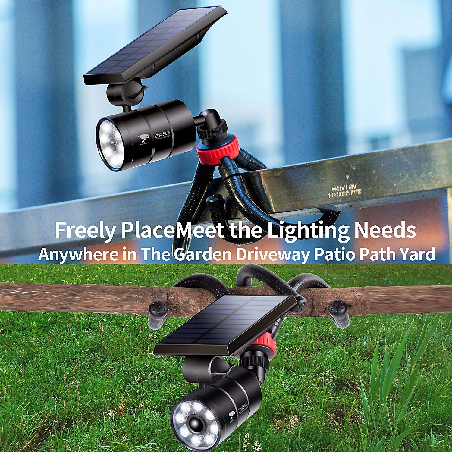 Solar Powered Outdoor Motion Sensor Lights - Aluminum Alloy Waterproof Security Lights for Camping, Pathways, Gardens (100-Day Free Replacement) | Perfect for Nighttime Safety, Backyard Illumination & Emergency Lighting