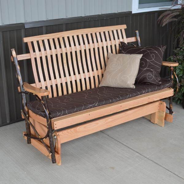 Premium Hickory Wood Porch Glider Swing - Outdoor Patio Rocking Bench for Garden, Deck & Backyard Relaxation | Weather-Resistant & Comfortable Seating