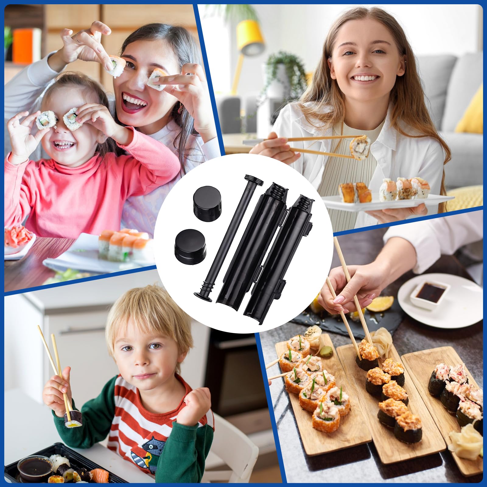**Premium Sushi Maker Kit - BPA-Free Food Grade Plastic Sushi Roller Bazooka for Beginners & Kids - Easy Homemade Sushi Making at Home (Black) - Perfect for Family Cooking, Parties & Healthy Meal Prep**