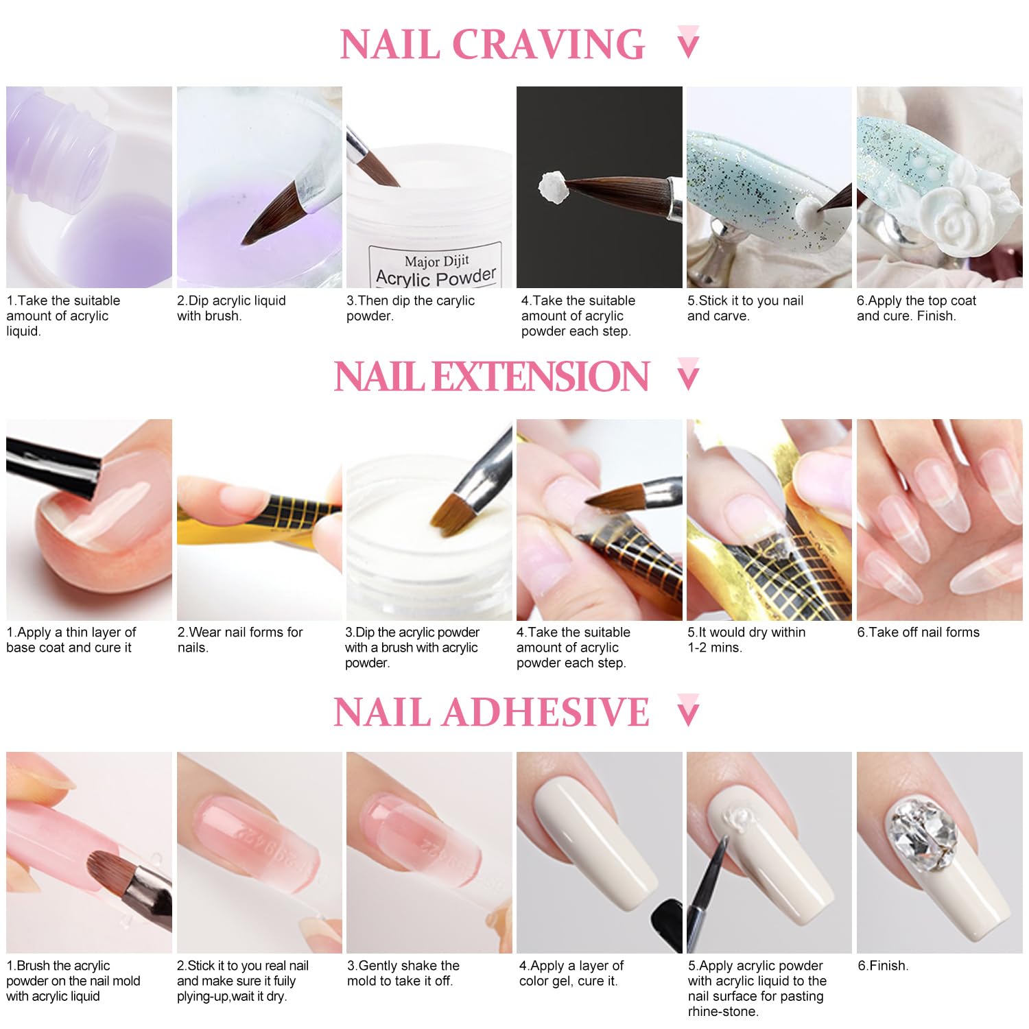 Professional Acrylic Nail Kit for Beginners - Complete Starter Set with Acrylic Powder, Liquid, Nail Drill & UV Light (Clear/White/Nude) - Perfect for Home Manicures, Salon Use & DIY Nail Art