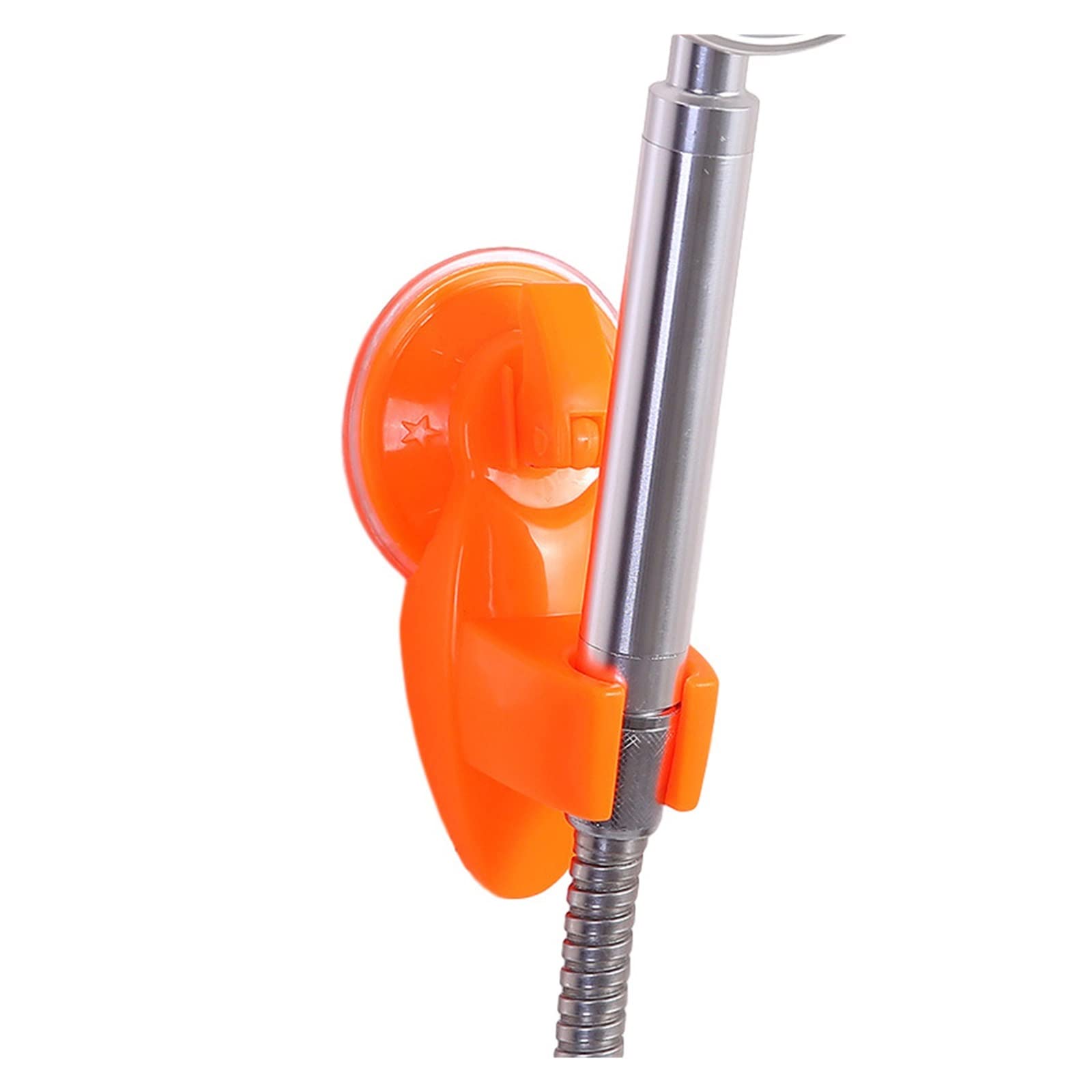 **ZXLLO Powerful Suction Cup Shower Head Holder - Adjustable Wall Mount Shower Bracket for Bathroom Accessories (Orange) - Perfect for Home, Hotel, and Gym Showers**