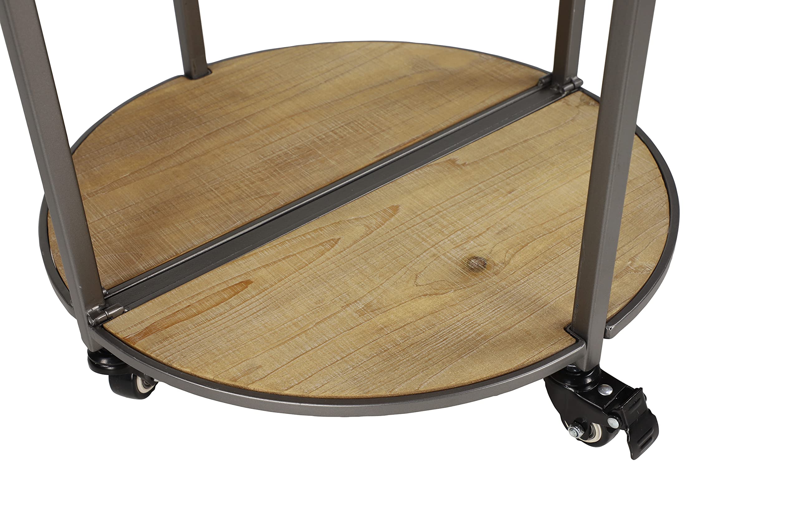 Farmhouse Style Wooden Square Bar Cart - 20x20x35 Inches Rustic Light Brown Rolling Serving Cart for Kitchen, Living Room, or Outdoor Entertaining