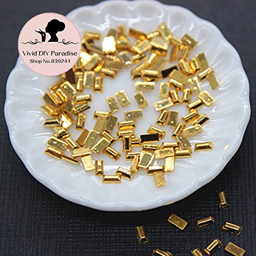 2000pcs 1.5x3mm Gold Resin ABS Mini Rectangle Flatback Cabochons for DIY Nail Art, Phone Case Decoration, Jewelry Making - Perfect for Crafts, Scrapbooking & Embellishments