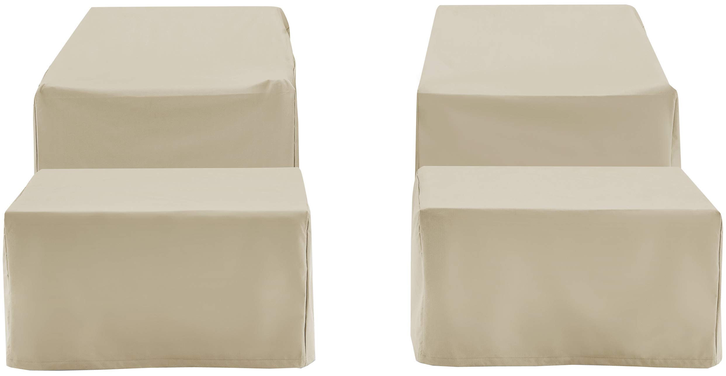 Crosley Waterproof 4-Piece Patio Furniture Cover Set for Outdoor Chairs & Ottomans - All-Weather Protection, Tan | Perfect for Backyard, Deck, Garden & Poolside Furniture Protection