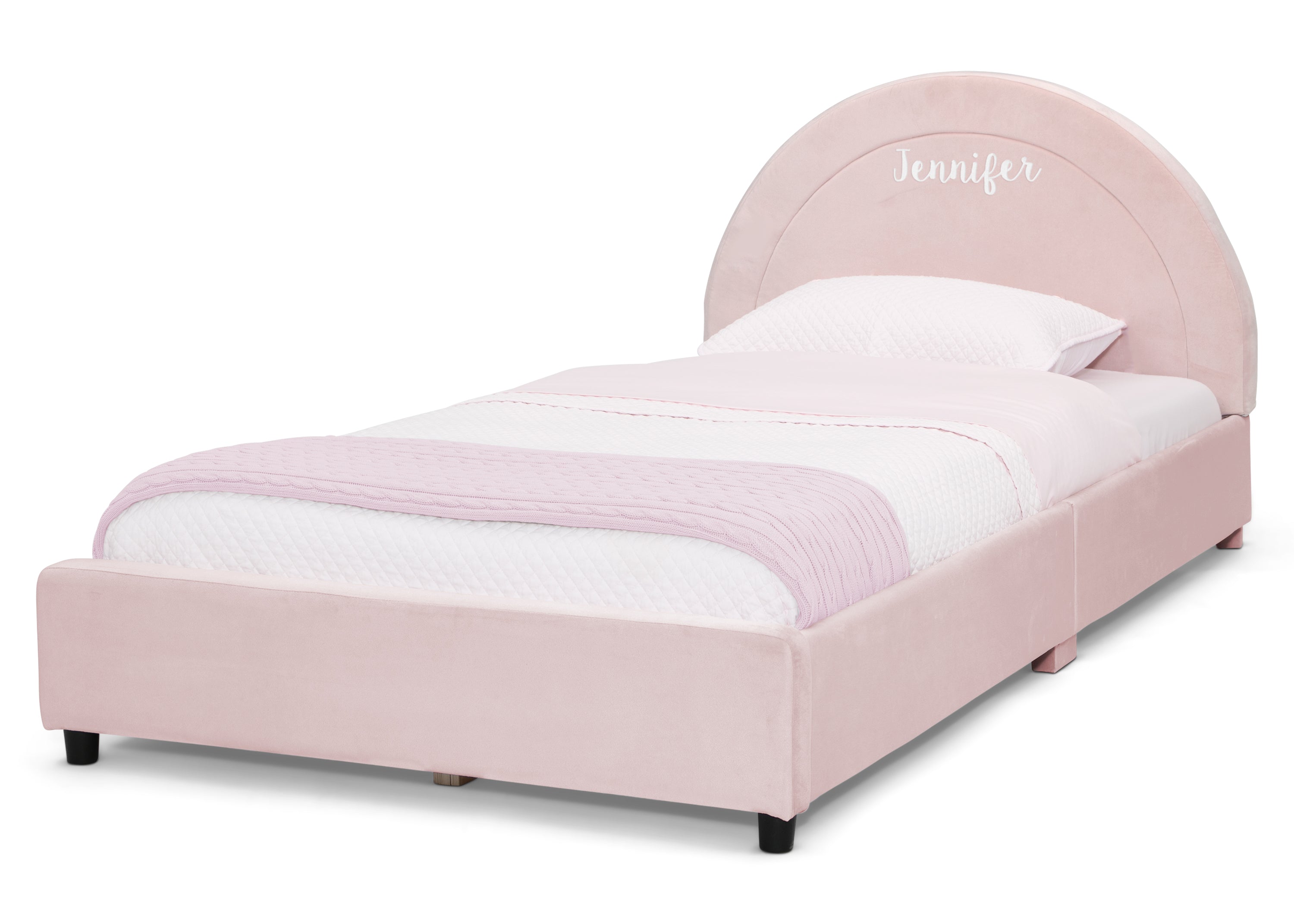 Custom Upholstered Twin Size Bed with Round Headboard - Soft Fabric Platform Bed Frame for Kids, Teens & Guest Rooms - Perfect for Small Bedrooms & Cozy Spaces