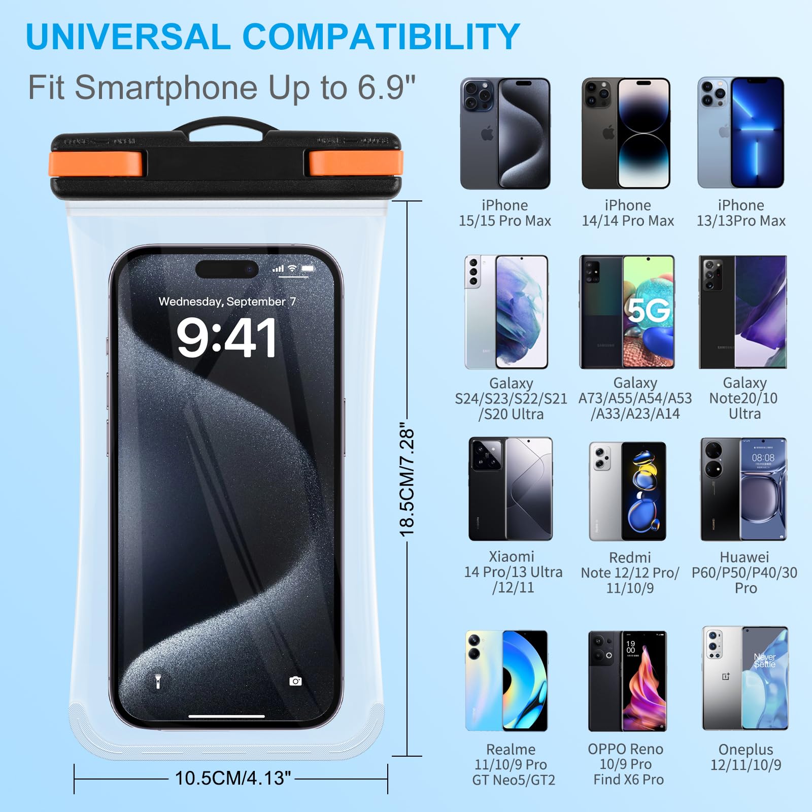 Waterproof Phone Pouch [2-Pack] IPX8 Submersible Case for iPhone 15 Pro Max 14 13 & Galaxy S24 S23 Ultra (Up to 6.9