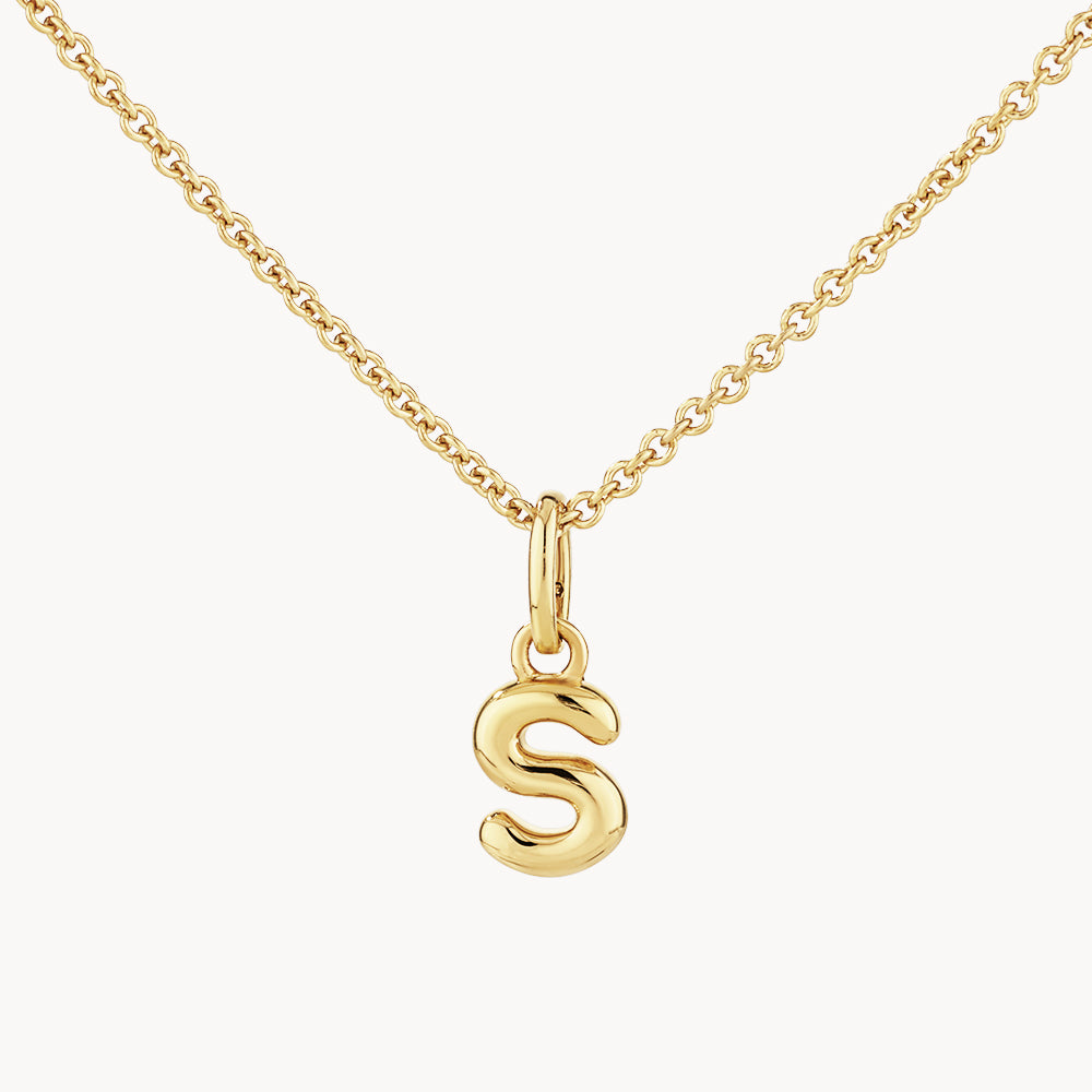 Gold Bubble Letter Necklace - Personalized Initial Pendant for Women - Perfect for Gifts, Birthdays & Everyday Wear