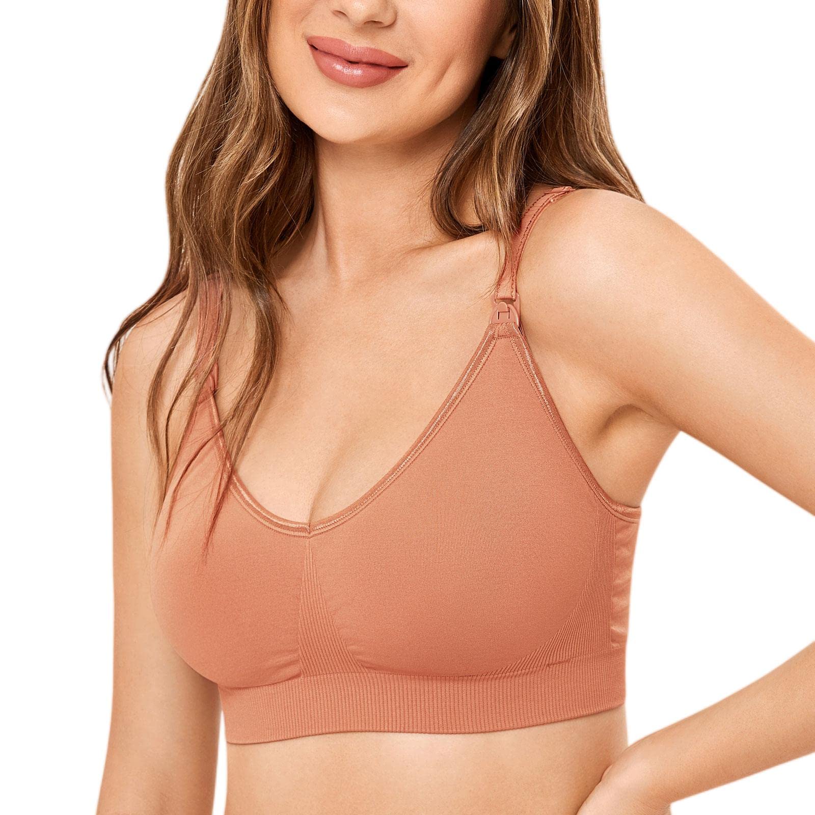 Gratlin Women's Seamless Maternity Nursing Sleep Bra - Wireless Breastfeeding Bras with Removable Pads & Support - Comfortable for Pregnancy, Nursing & Nighttime Wear
