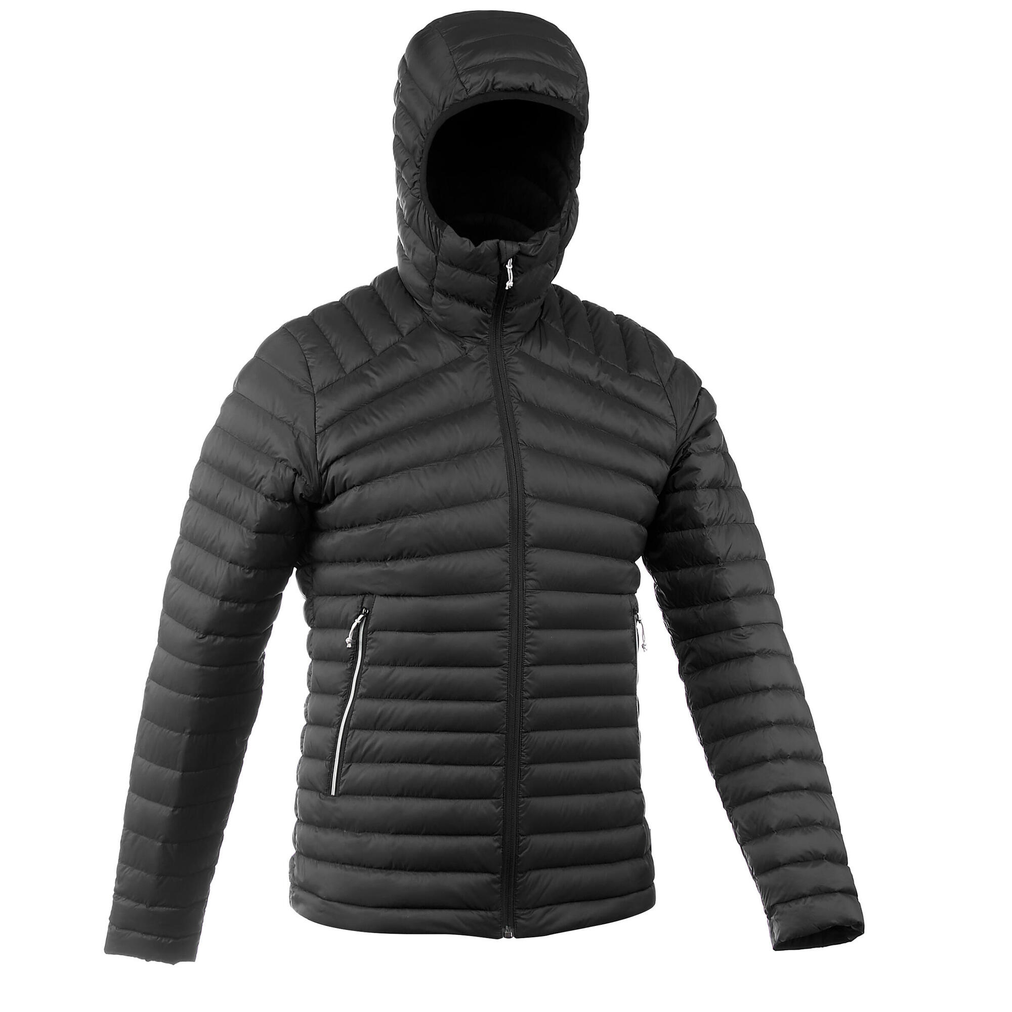 Forclaz Men's MT100 Hooded Down Puffer Jacket - Lightweight Winter Coat, Waterproof & Windproof, Warm Insulated Outdoor Jacket for Hiking, Camping & Cold Weather Activities