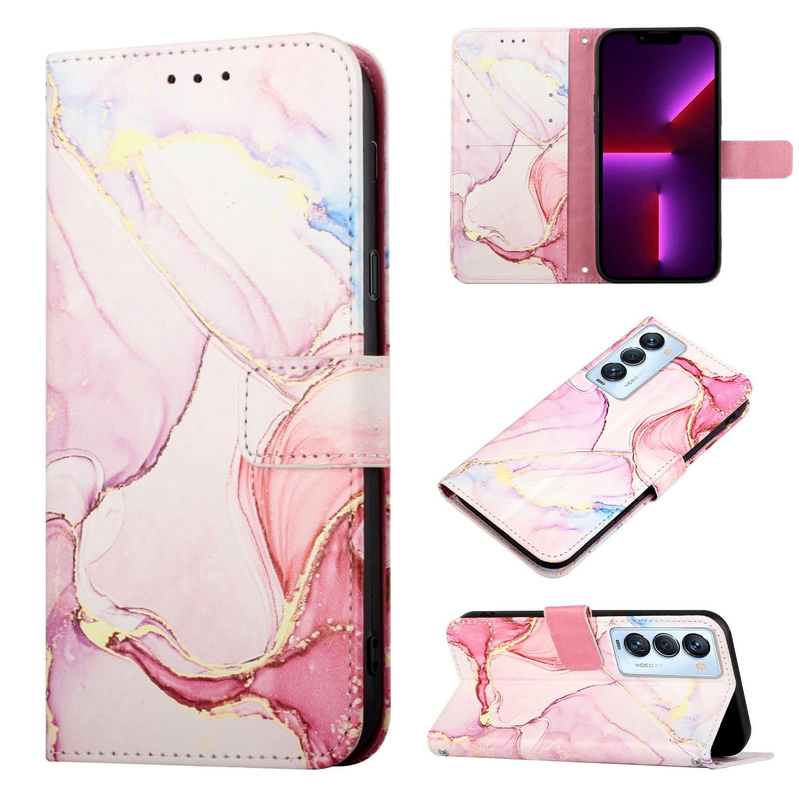 Premium PU Leather Flip Case for Tecno Camon 18 Premier - Slim Protective Wallet Phone Cover with Card Holder & Kickstand | Stylish Marbling Design for Daily Use, Business Meetings & Travel Protection