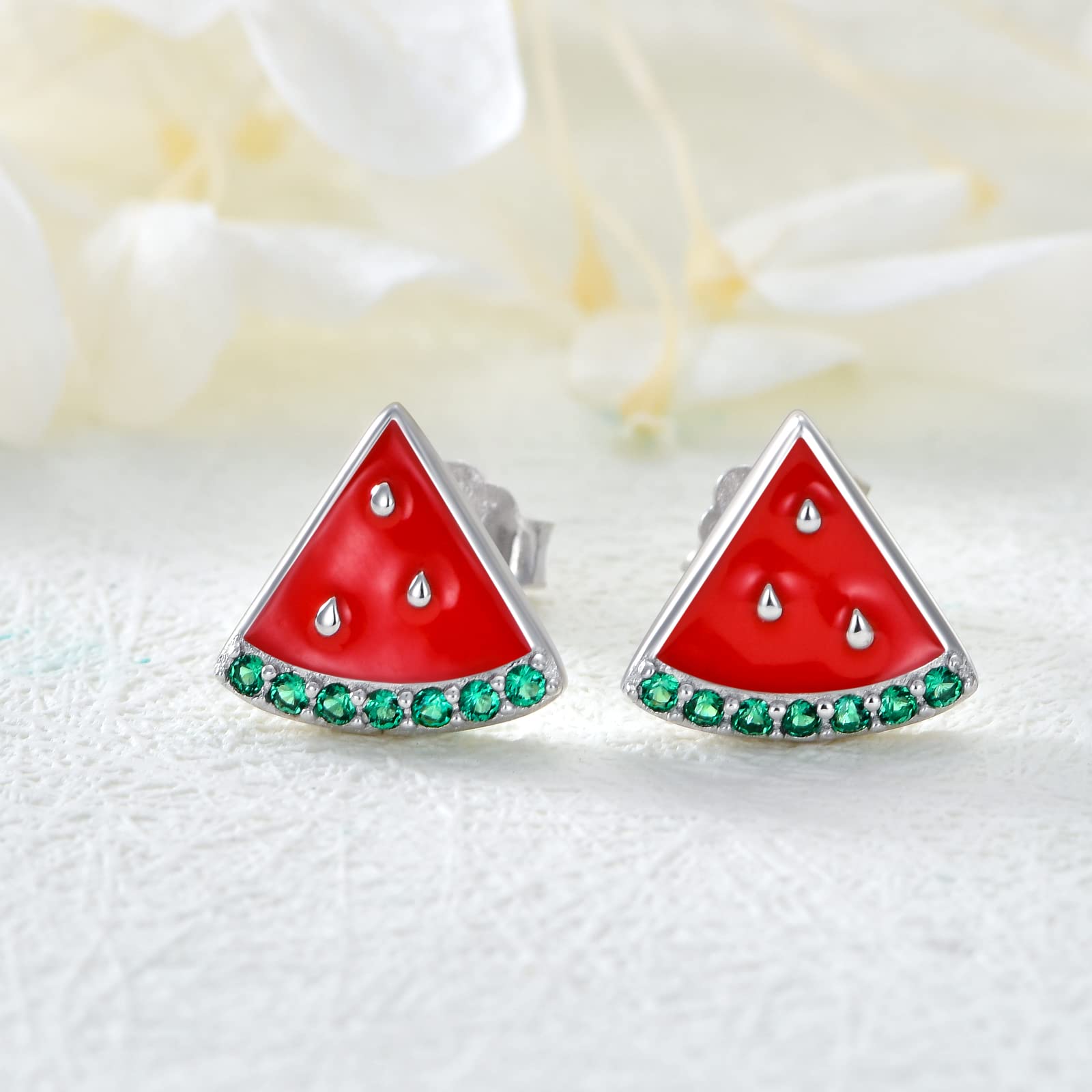 Sterling Silver Fruit Stud Earrings - Cherry, Lemon, Watermelon, Pineapple, Strawberry, Mushroom, Cheese, Cupcake & Donut Designs | Hypoallergenic Jewelry Gifts for Women & Girls | Perfect for Everyday Wear, Parties & Unique Fashion Statements