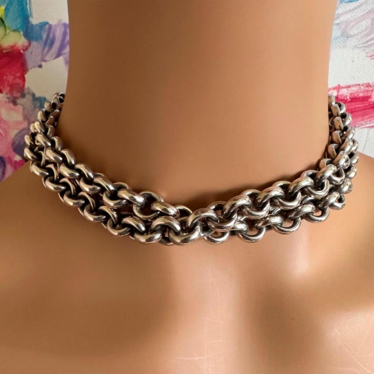 Authentic Tiffany & Co Sterling Silver Circle Link Long 32
