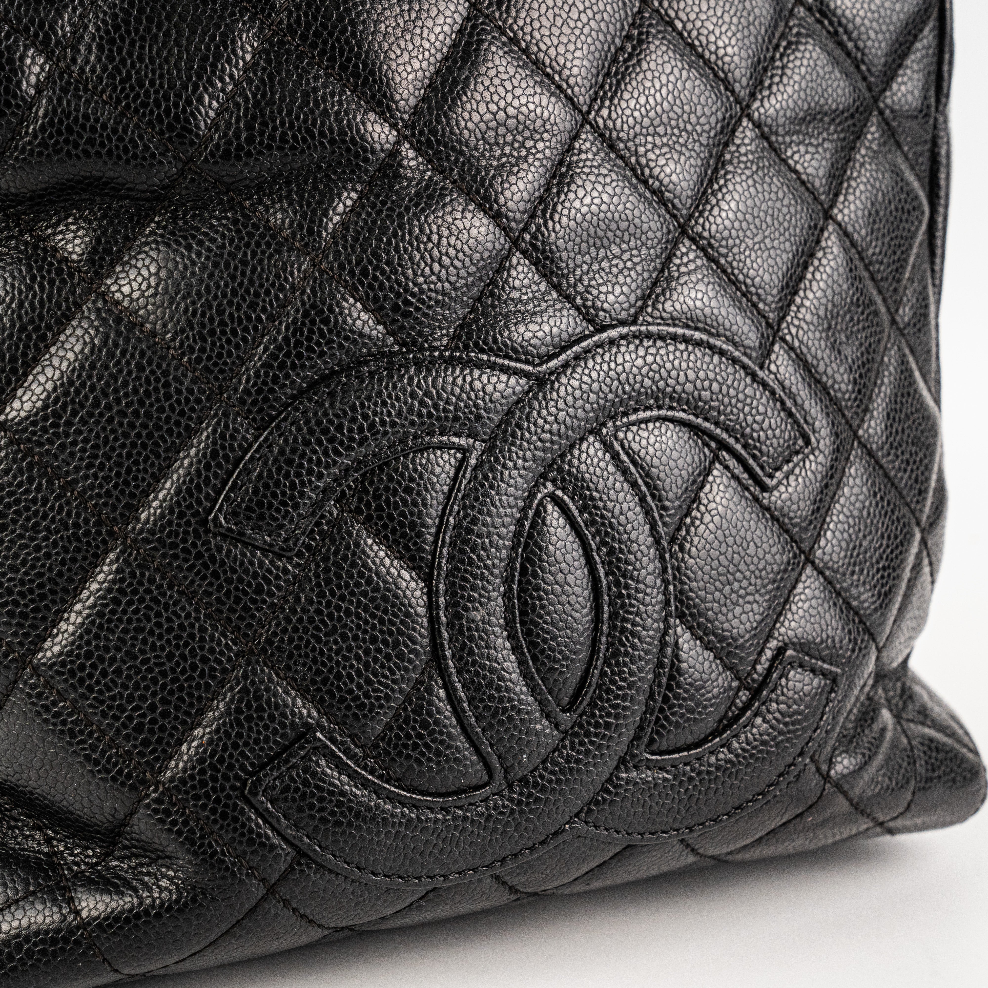 Chanel PST Caviar Black Leather Shoulder Tote Bag for Women - Luxury Designer Handbag for Work, Travel & Everyday Use