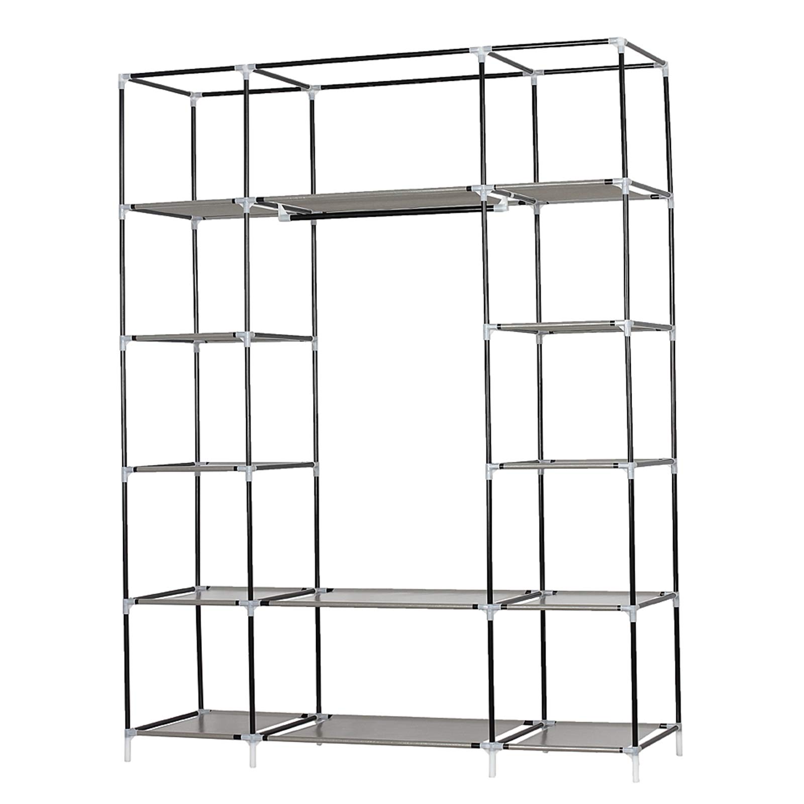 BNSPLY 67 Inch Portable Closet - Non-Woven Fabric Wardrobe Storage Organizer with Hanging Rod, 52 x 18 x 67 Inches, Grey - Perfect for Bedroom, Closet, Dorm, Apartment & Small Space Organization