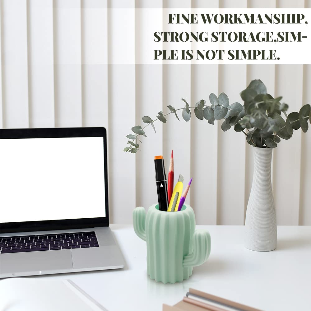 3 Pack Cute Cactus Pen Holders for Desk - Succulent Pencil Cups, Boho Office & Classroom Decor, Home & School Desk Accessories (Pink, White, Green) - Perfect for Organizing Pens, Pencils & Supplies on Work Desks, Study Tables & Craft Stations