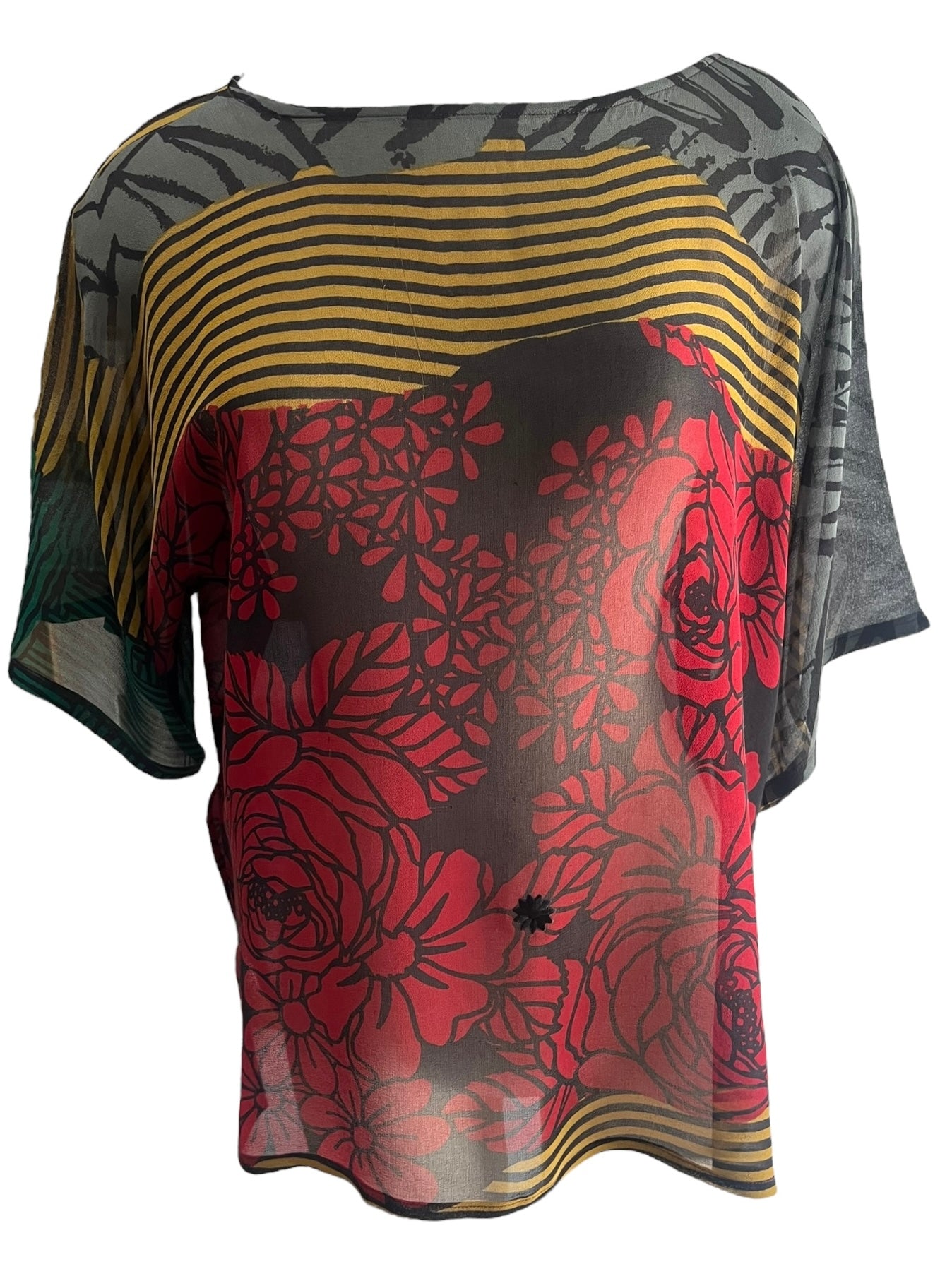 PRG6512 Sheer Wabi Sabi Pure Silk Side Slit Top - Elegant Women's Blouse for Casual Wear, Office & Evening Outfits