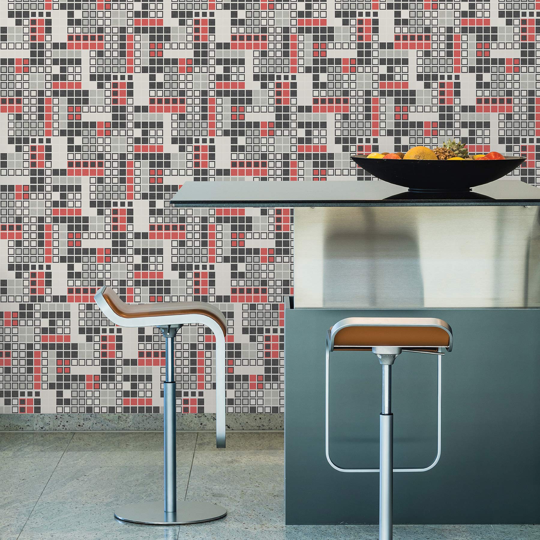 A-Street Prints Bantry Red Geometric Wallpaper - Modern Peel and Stick Wallpaper for Living Room, Bedroom, Office - Self-Adhesive Removable Wallpaper for Home Decor